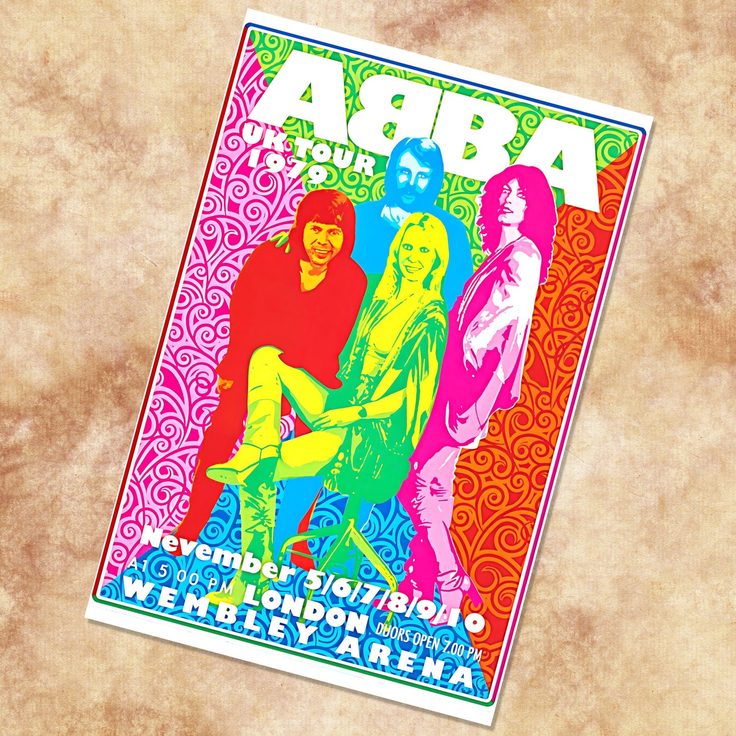 ABBA Live at Wembley Arena 1979 Vintage Concert Poster - 16x24 Premium Print