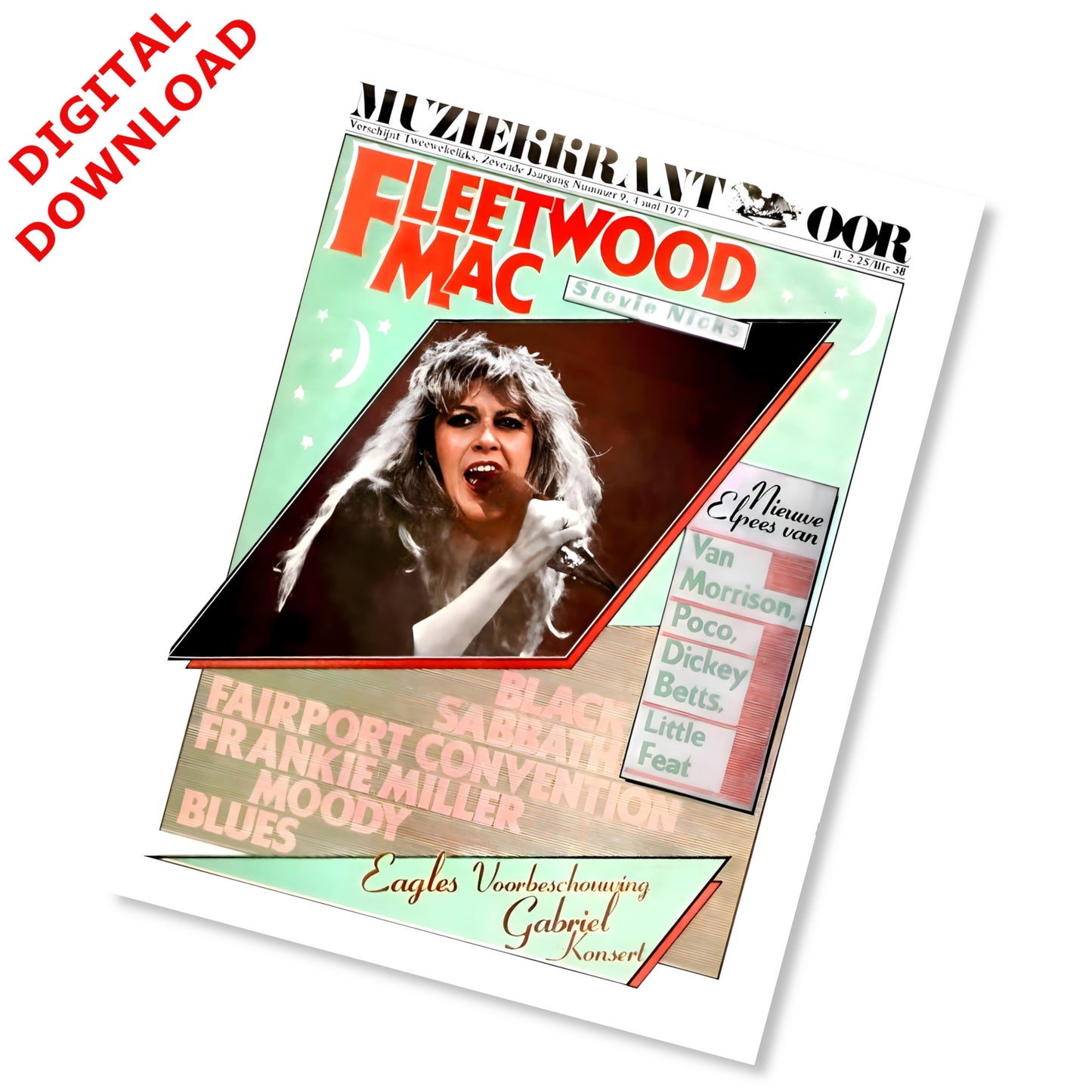 Stevie Nicks Fleetwood Mac 1977 Vintage Magazine Cover Poster - Instant Digital Download