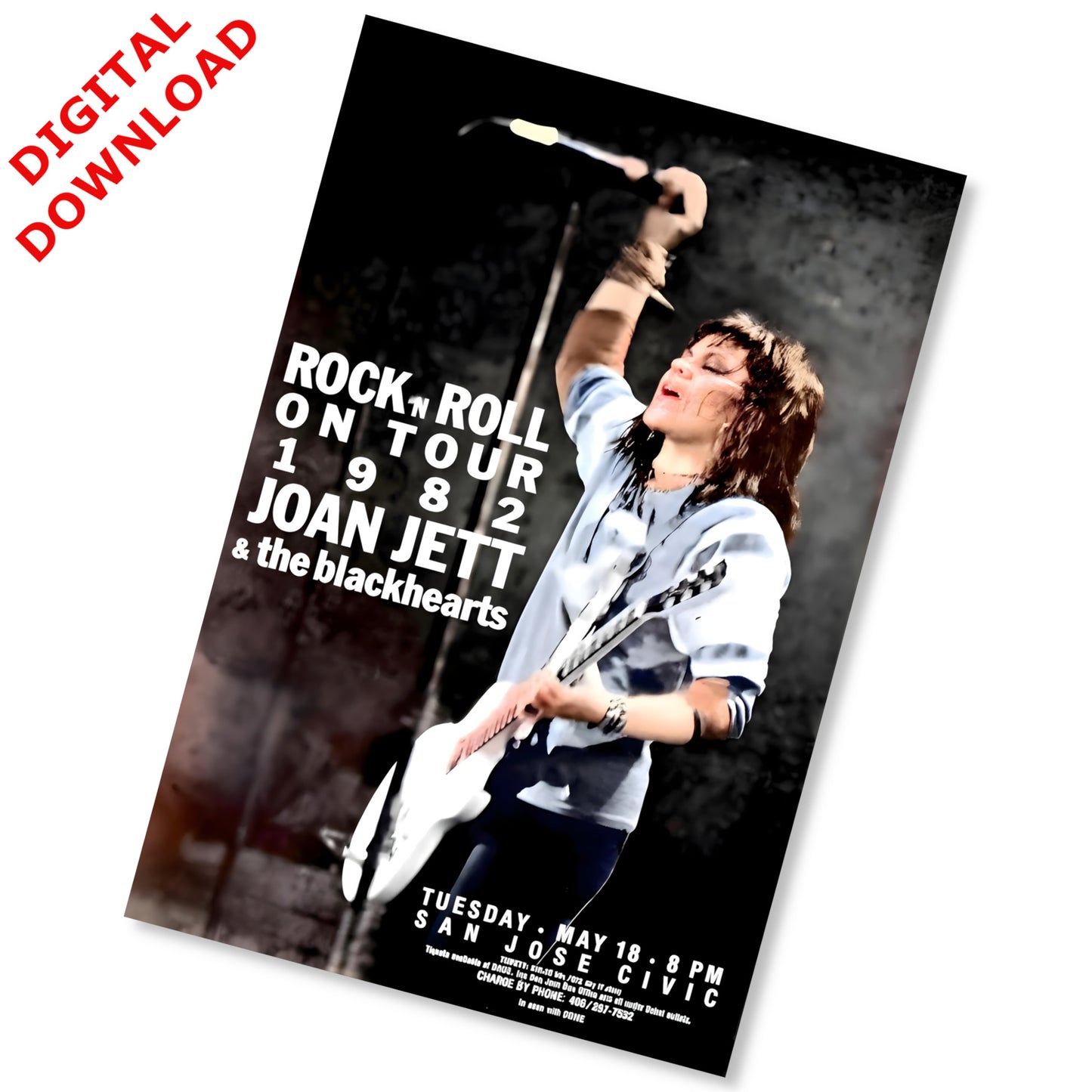 Vintage 1982 Joan Jett Concert Poster, Rock N' Roll Memorabilia - Instant Digital Download