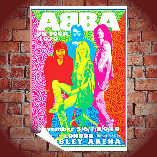 ABBA Live at Wembley Arena 1979 Vintage Concert Poster - 16x24 Premium Print
