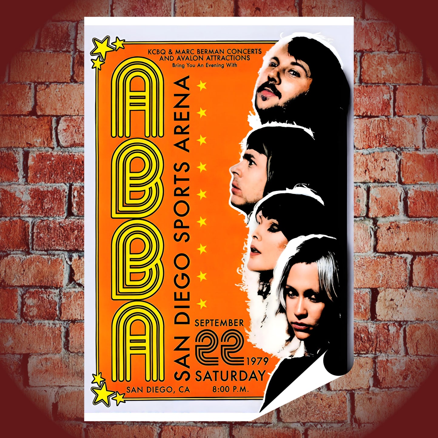 ABBA San Diego Sports Arena 1979 Vintage Concert Poster - 16x24 Premium Print