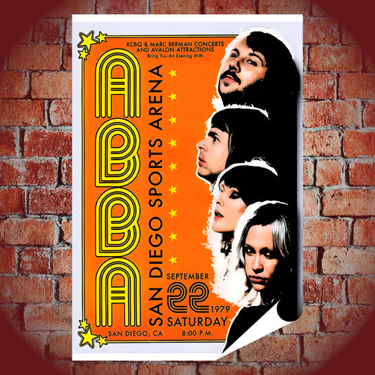 ABBA San Diego Sports Arena 1979 Vintage Concert Poster - 16x24 Premium Print