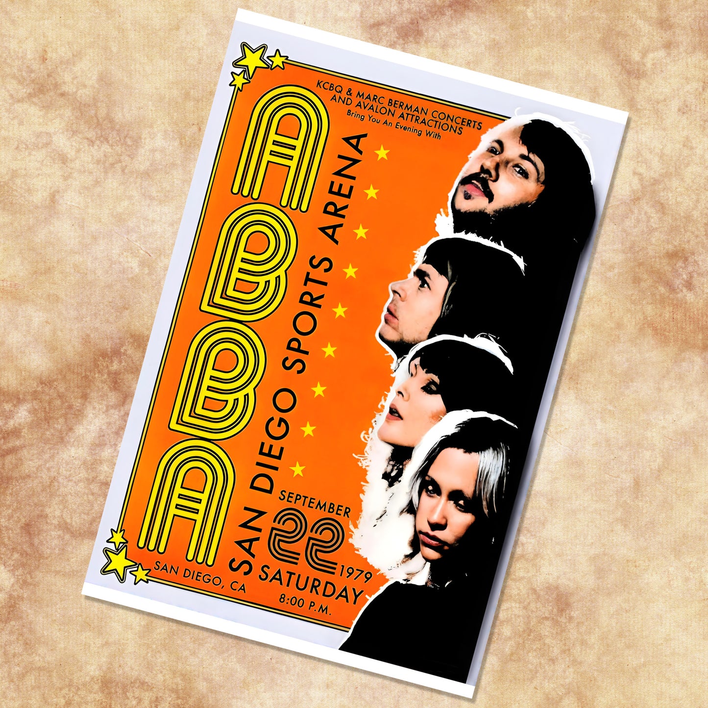 ABBA San Diego Sports Arena 1979 Vintage Concert Poster - 16x24 Premium Print