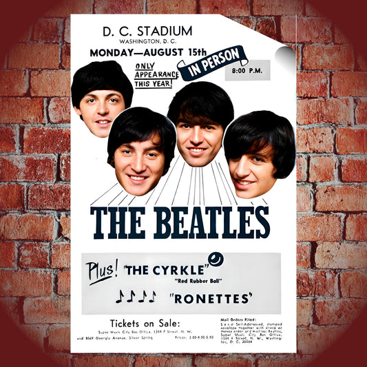 The Beatles 1966 D.C. Stadium Historic Concert Poster - 16x24 Print