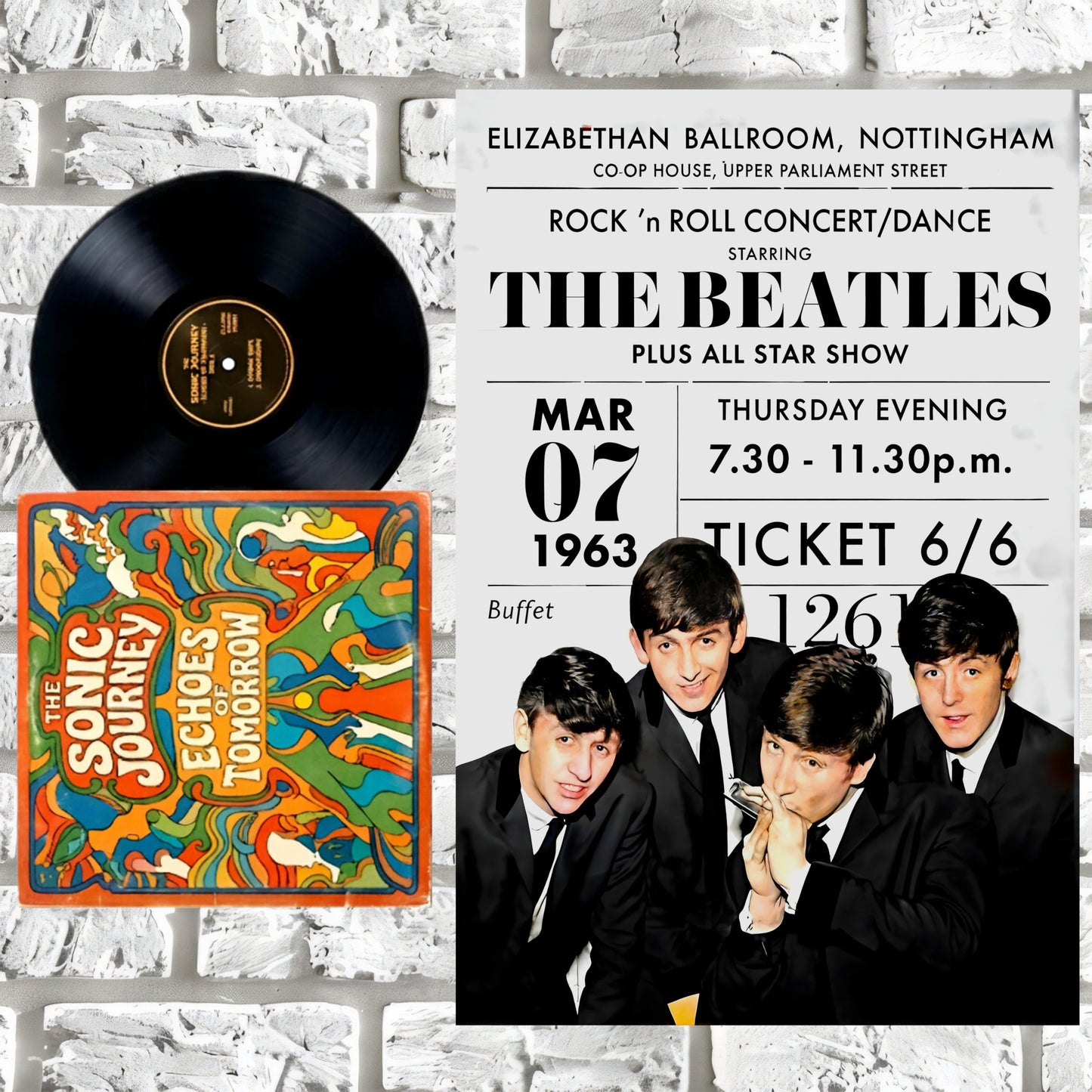 The Beatles 1963 Elizabethan Ballroom Nottingham Concert Poster - 16x24 Print