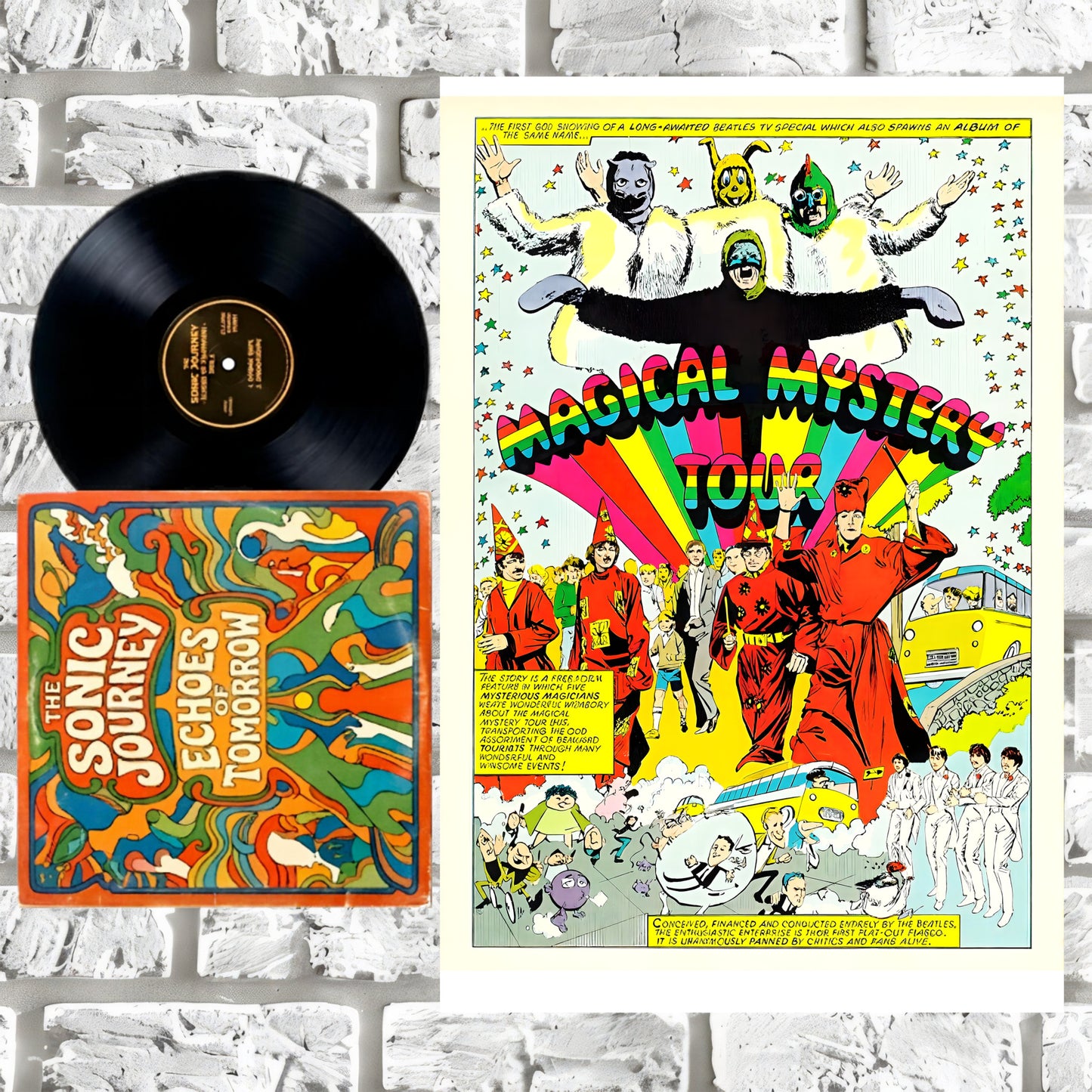 The Beatles Magical Mystery Tour Comic Art Poster - 16x24 Print