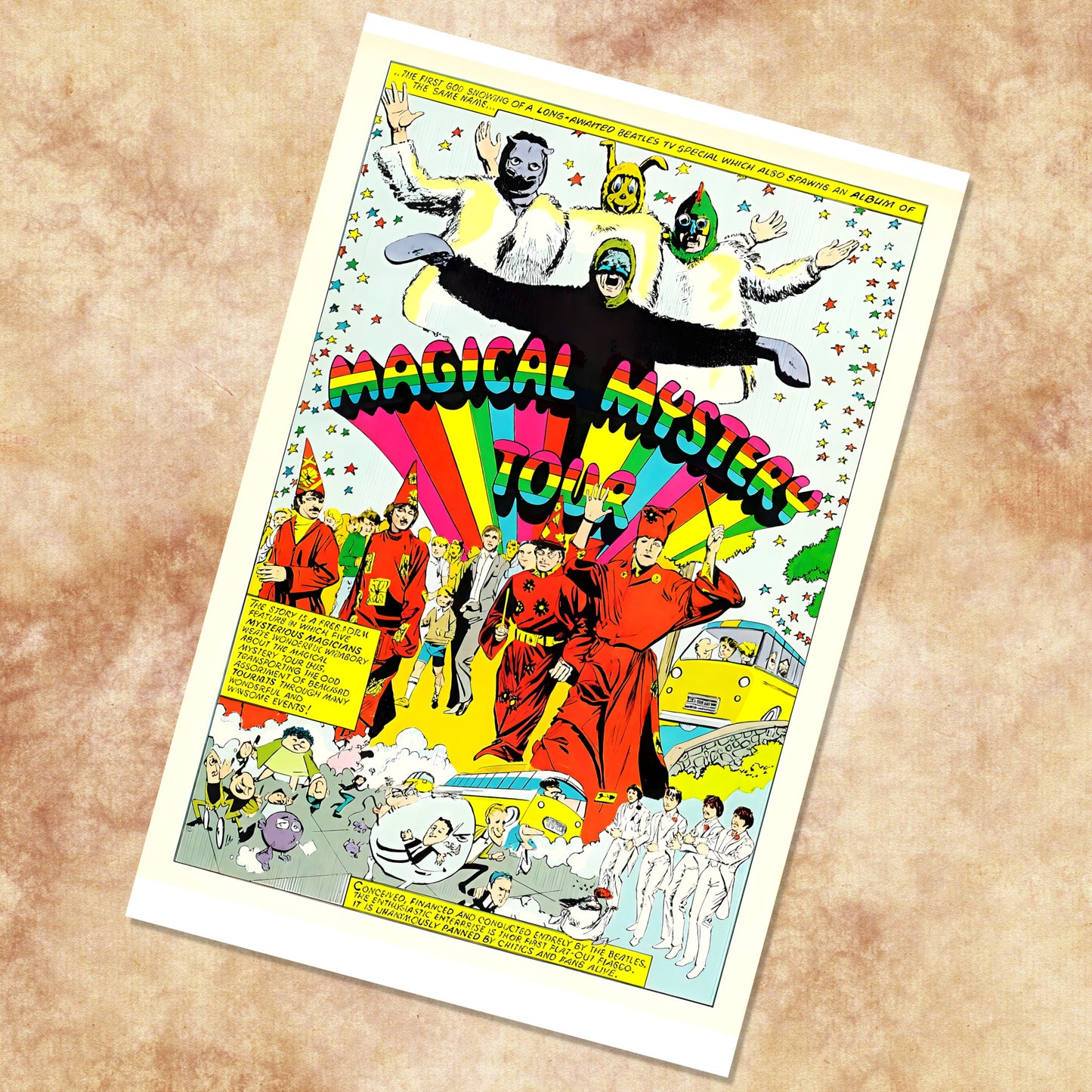 The Beatles Magical Mystery Tour Comic Art Poster - 16x24 Print