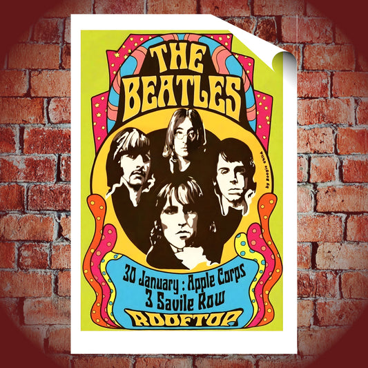 The Beatles 1969 Savile Row Rooftop Concert Graphic Poster - 16x24 Print
