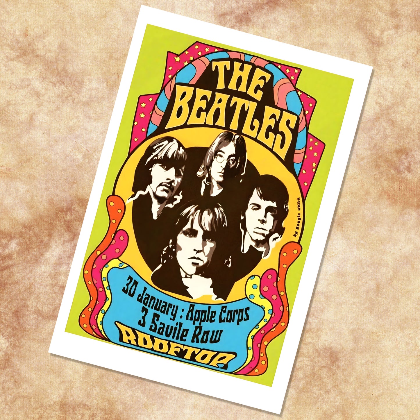 The Beatles 1969 Savile Row Rooftop Concert Graphic Poster - 16x24 Print
