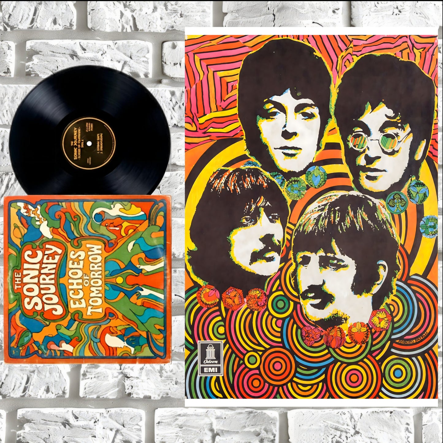 The Beatles Italian EMI Odeon Vintage Pop Art Poster - 16x24 Print