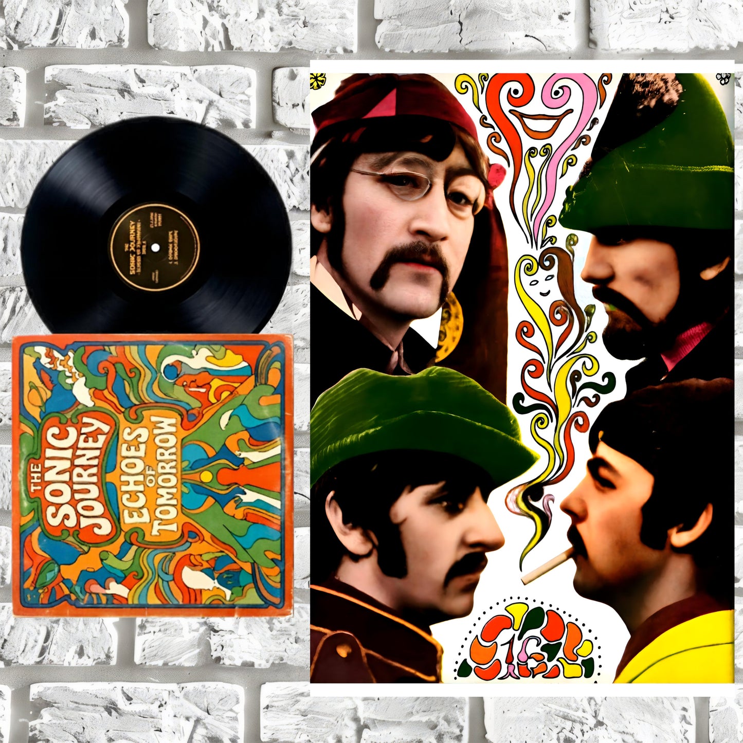 The Beatles 1967 Psychedelic Portrait Poster - 16x24 Print