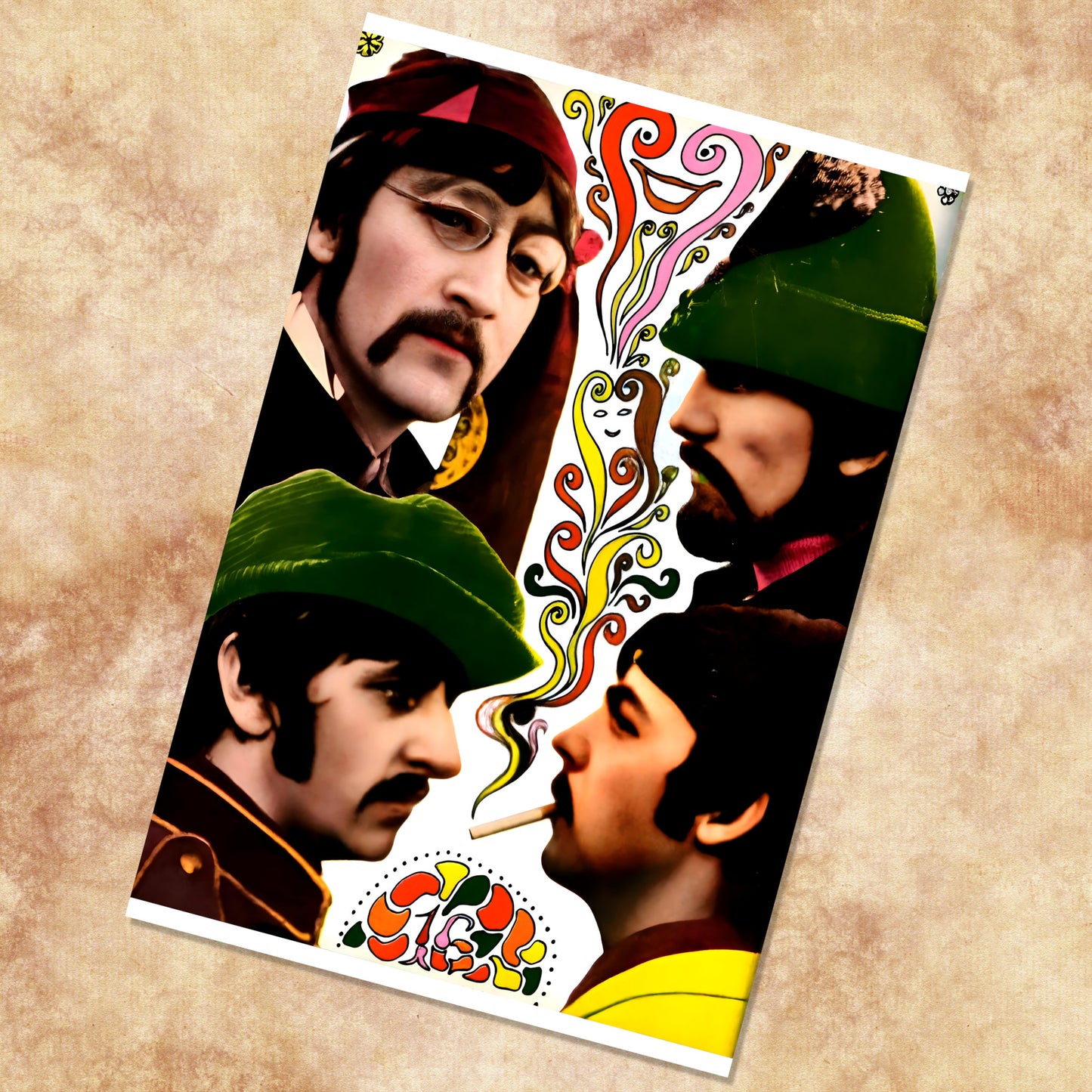 The Beatles 1967 Psychedelic Portrait Poster - 16x24 Print