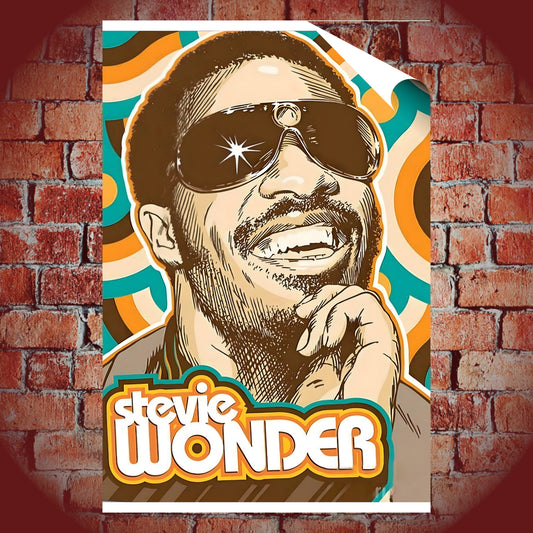 Stevie Wonder Vintage 1970s Soul & Funk Retro Portrait Poster