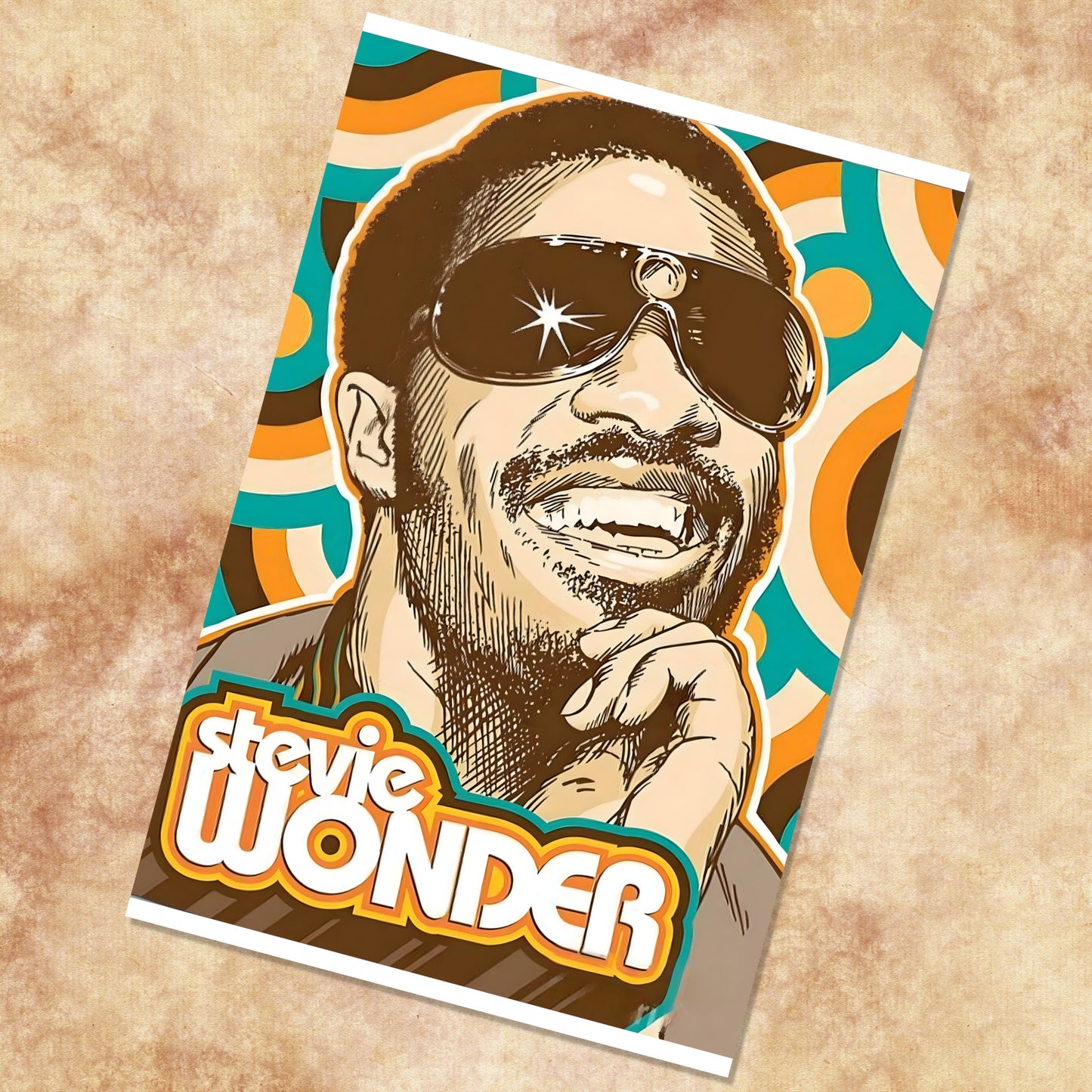 Stevie Wonder Vintage 1970s Soul & Funk Retro Portrait Poster