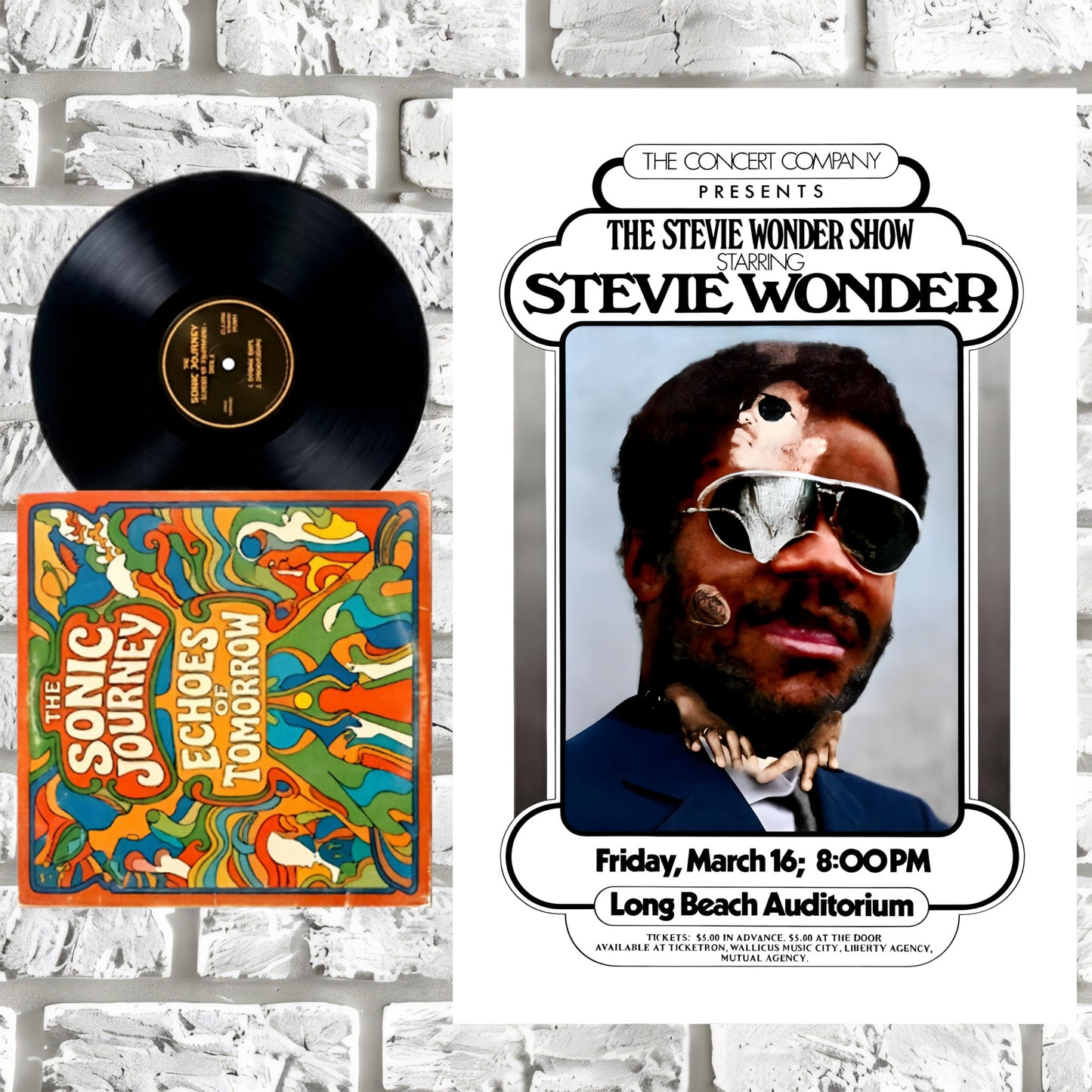 Stevie Wonder Live at Long Beach Auditorium Vintage Concert Poster