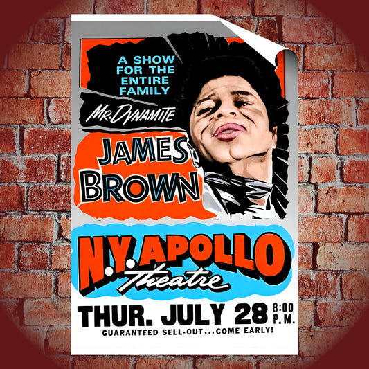 James Brown "Mr. Dynamite" Live at N.Y. Apollo Theatre Vintage Concert Poster