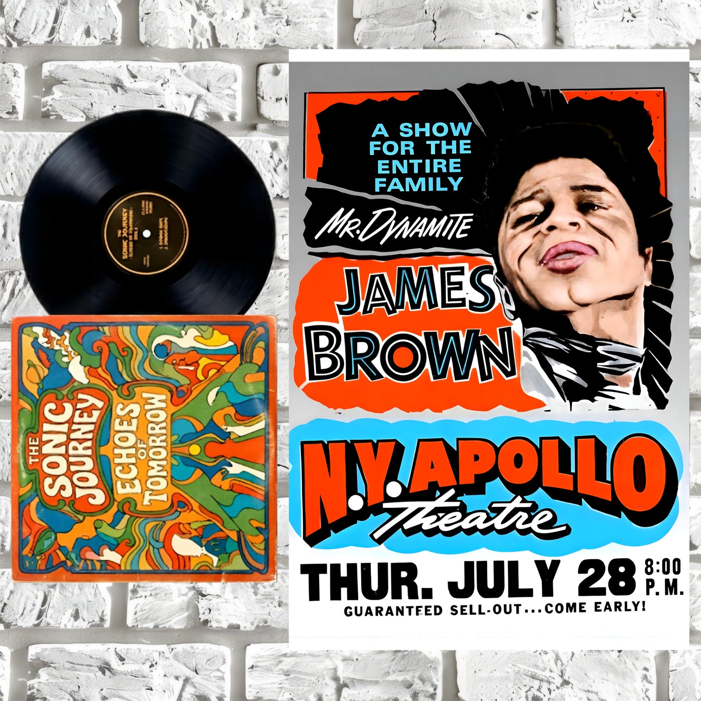 James Brown "Mr. Dynamite" Live at N.Y. Apollo Theatre Vintage Concert Poster
