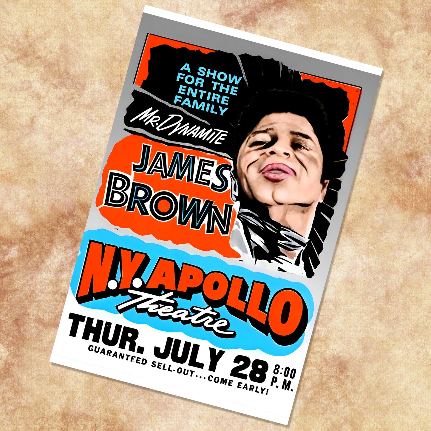 James Brown "Mr. Dynamite" Live at N.Y. Apollo Theatre Vintage Concert Poster