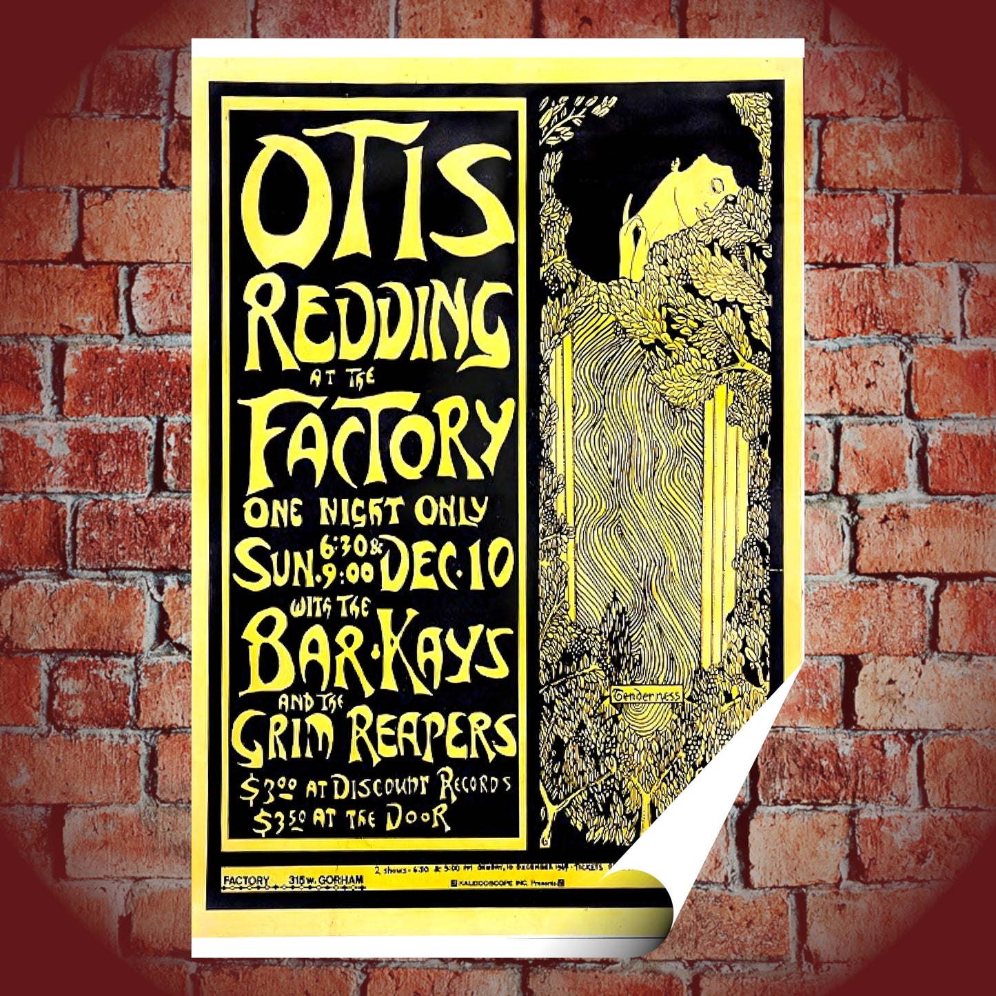 Otis Redding Live at The Factory Madison Wisconsin Vintage Concert Poster Print – 16x24
