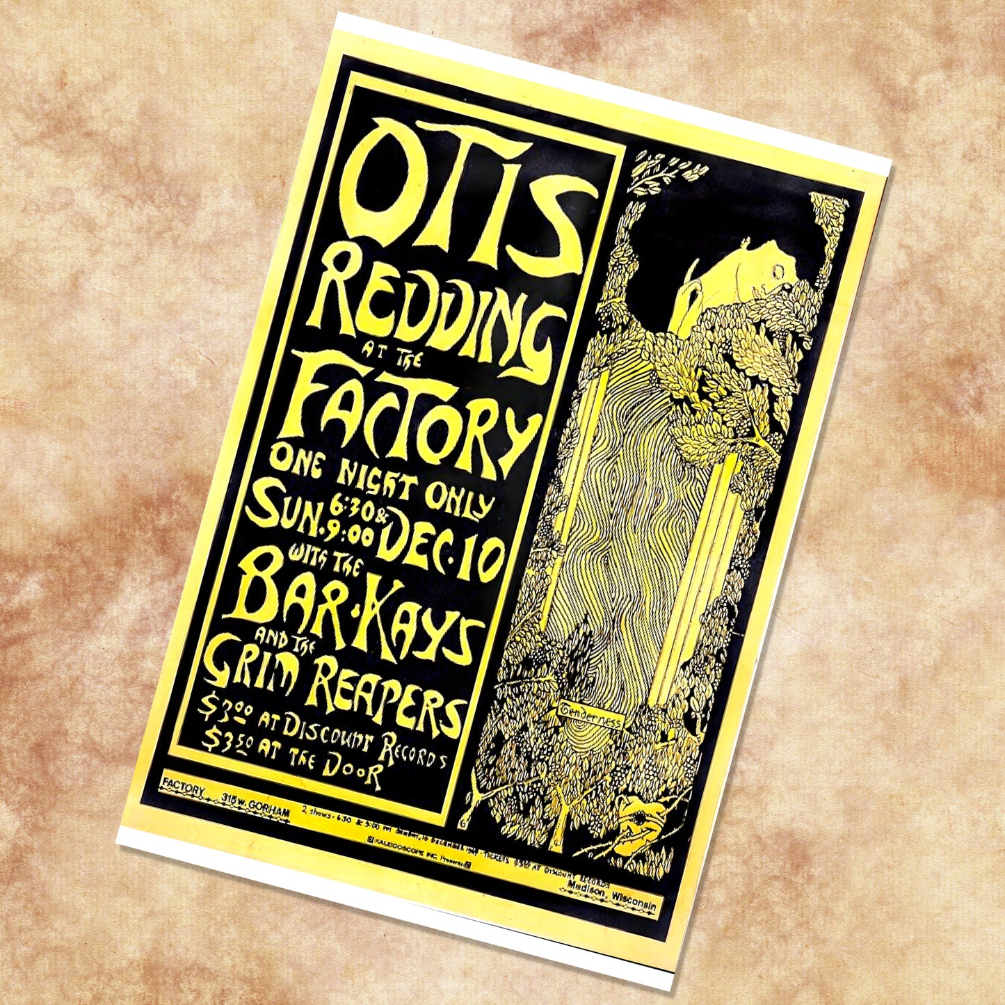 Otis Redding Live at The Factory Madison Wisconsin Vintage Concert Poster Print – 16x24