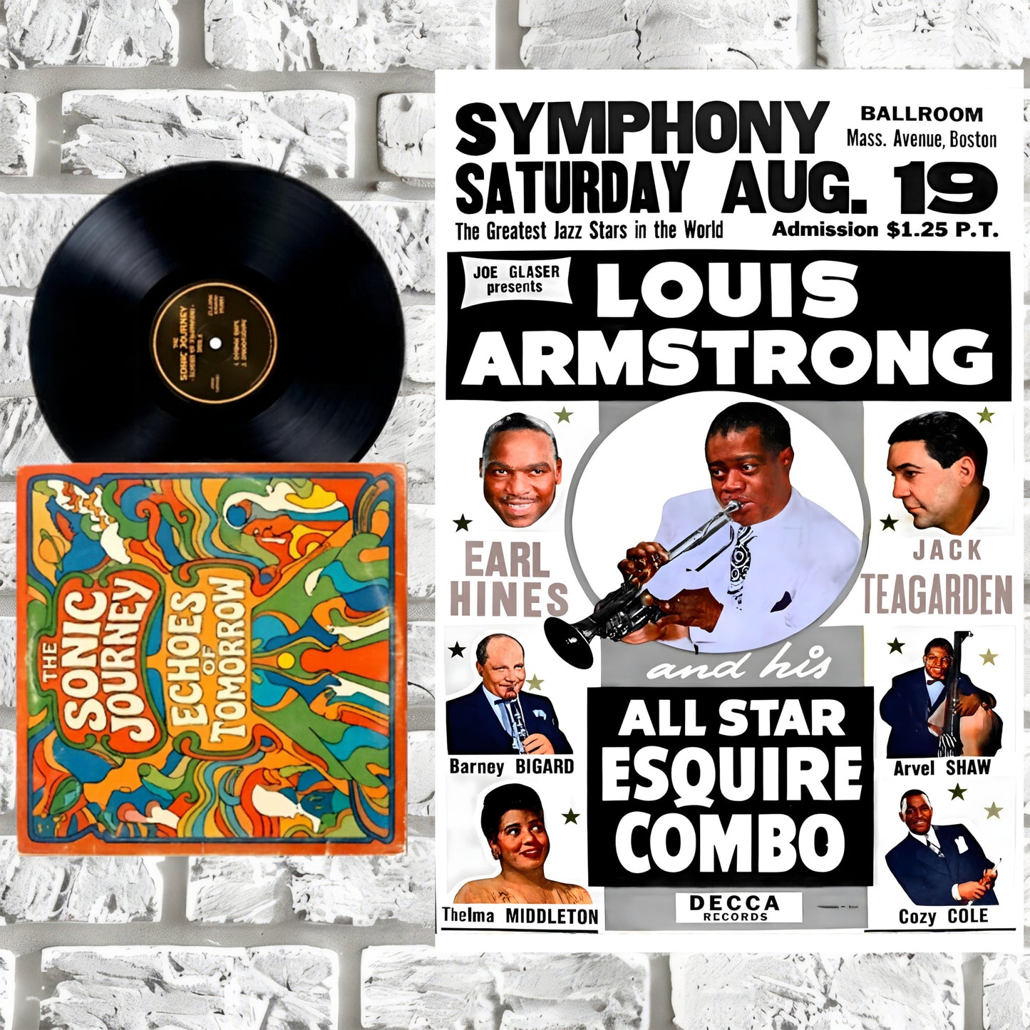 Louis Armstrong Live at Symphony Ballroom Boston Vintage Jazz Concert Poster – 16x24