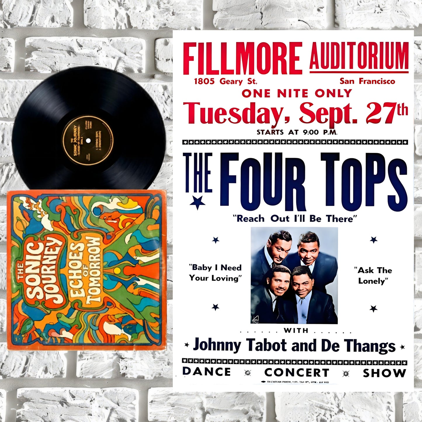 The Four Tops Live at Fillmore Auditorium San Francisco Vintage Concert Poster Print – 16x24