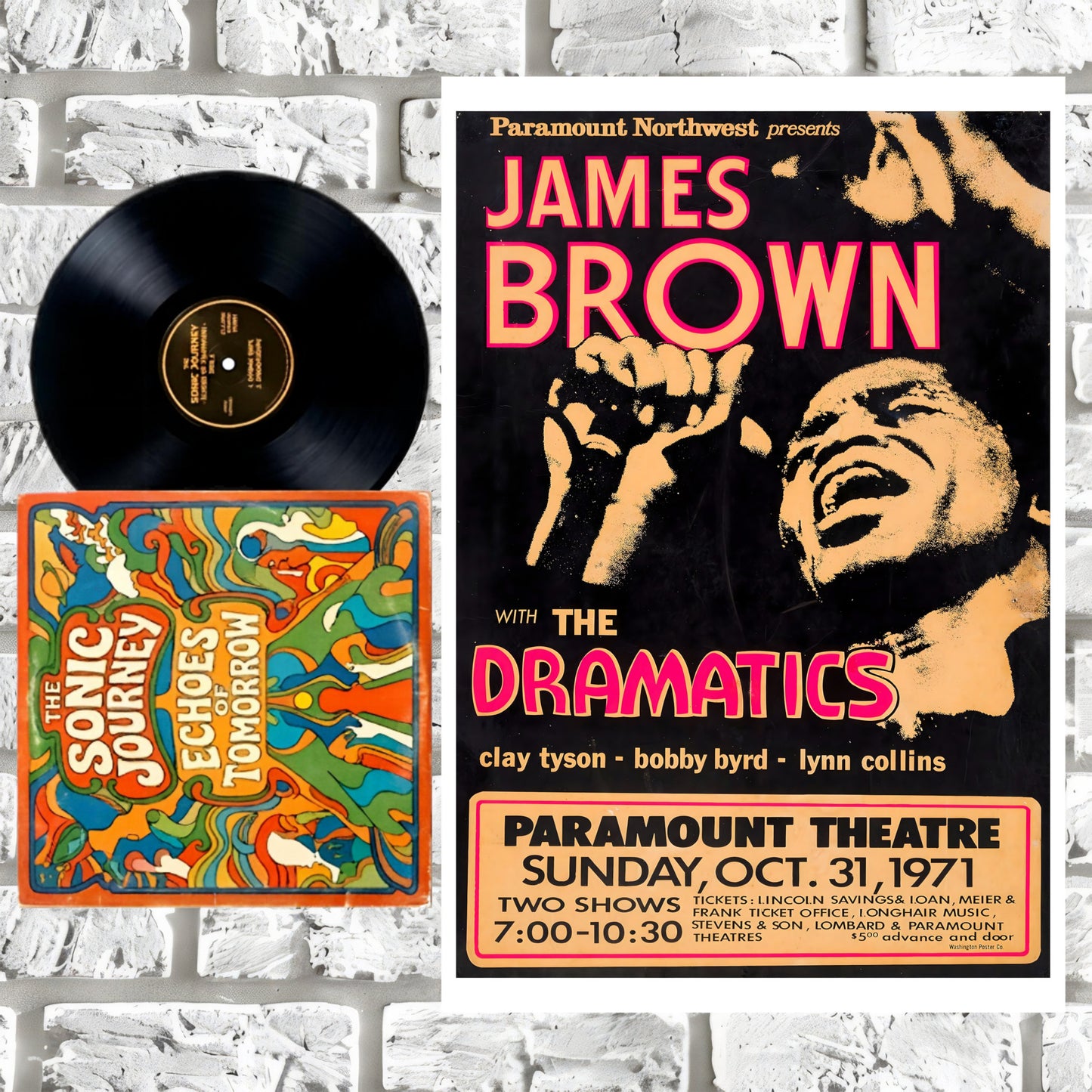 James Brown Live at Paramount Theatre Vintage Concert Poster Print – 16x24