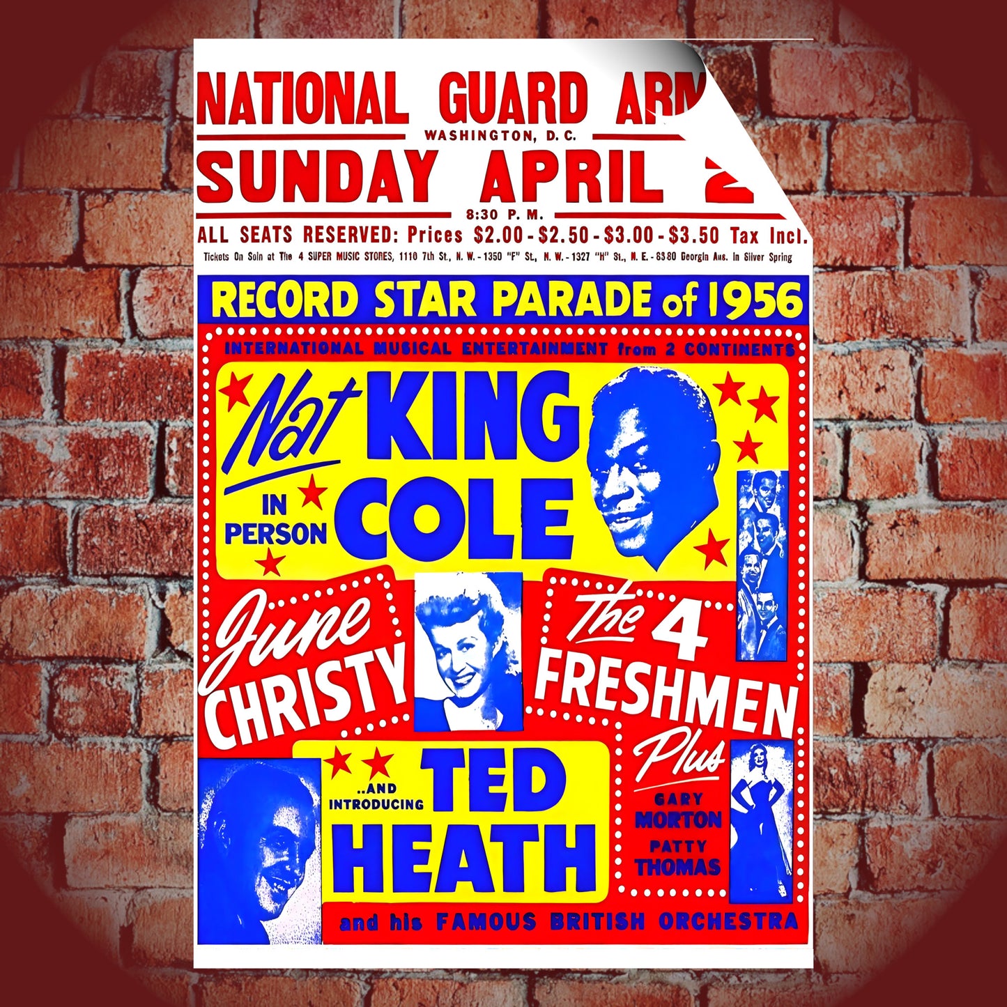 Nat King Cole Live at National Guard Armory Washington D.C. Vintage Concert Poster