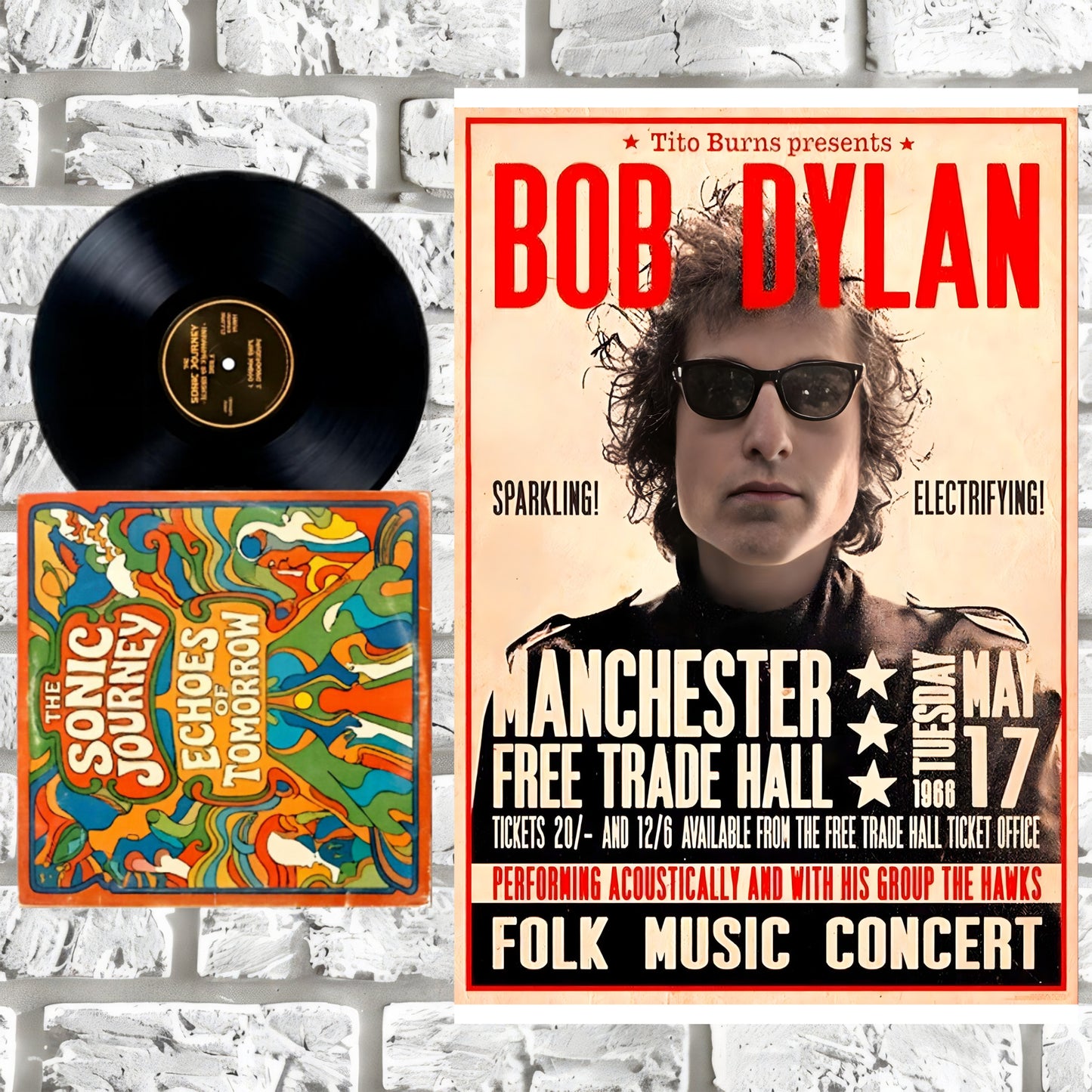 Bob Dylan Live at Manchester Free Trade Hall 1966 Vintage Concert Poster