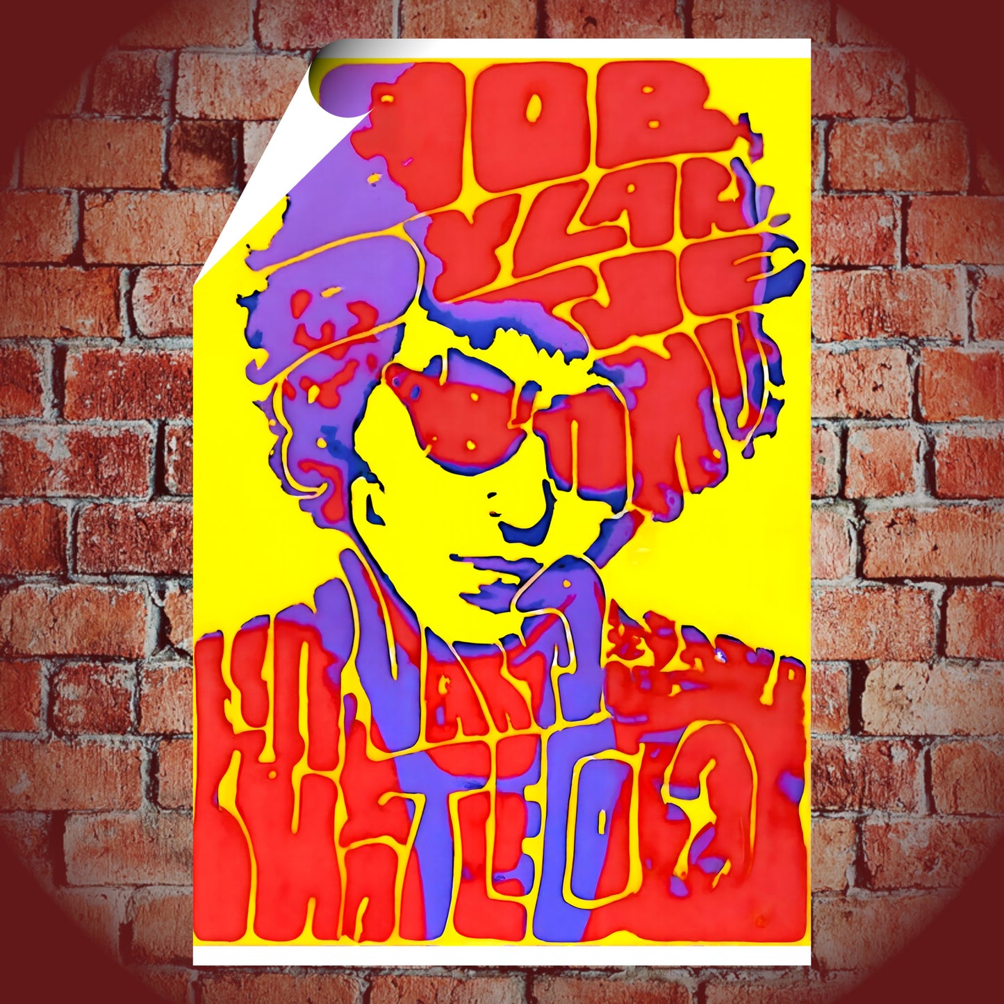 Bob Dylan Pop Art Psychedelic Typography Vintage Music Poster