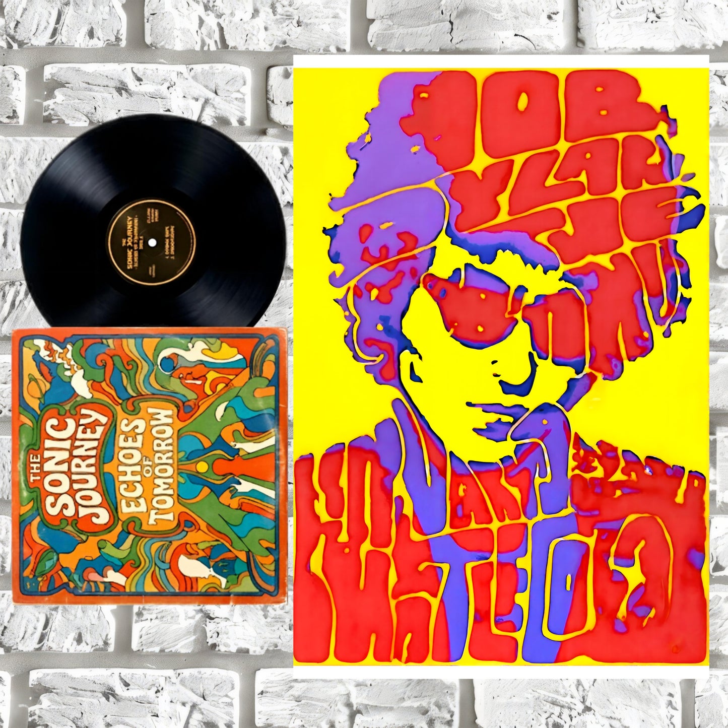 Bob Dylan Pop Art Psychedelic Typography Vintage Music Poster