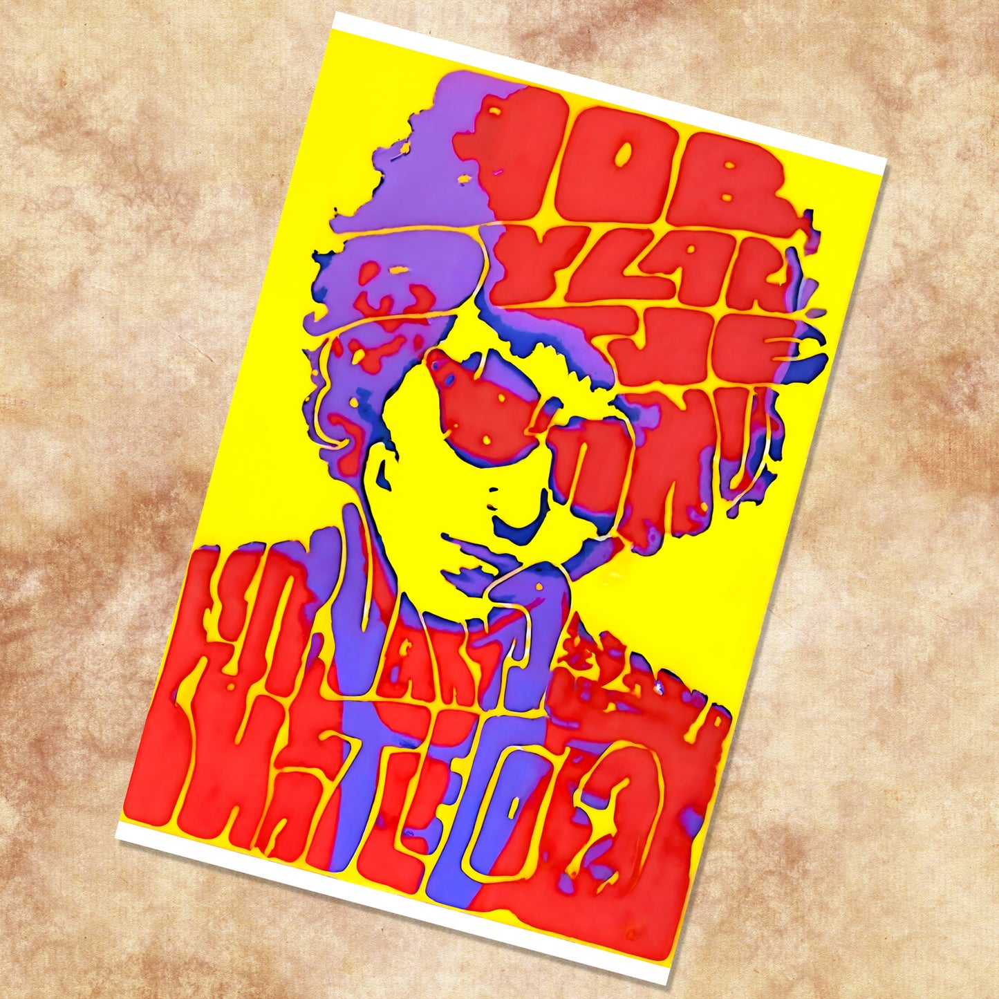 Bob Dylan Pop Art Psychedelic Typography Vintage Music Poster
