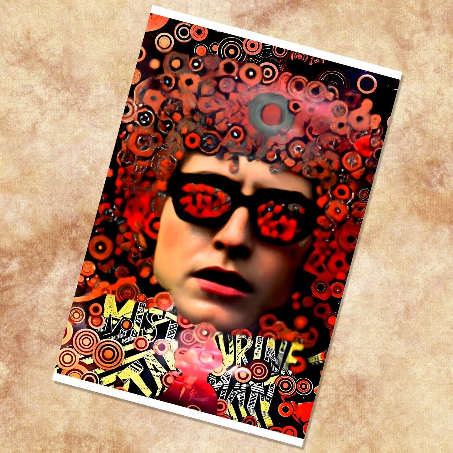 Bob Dylan Mr. Tambourine Man Psychedelic Surrealist Vintage Music Poster