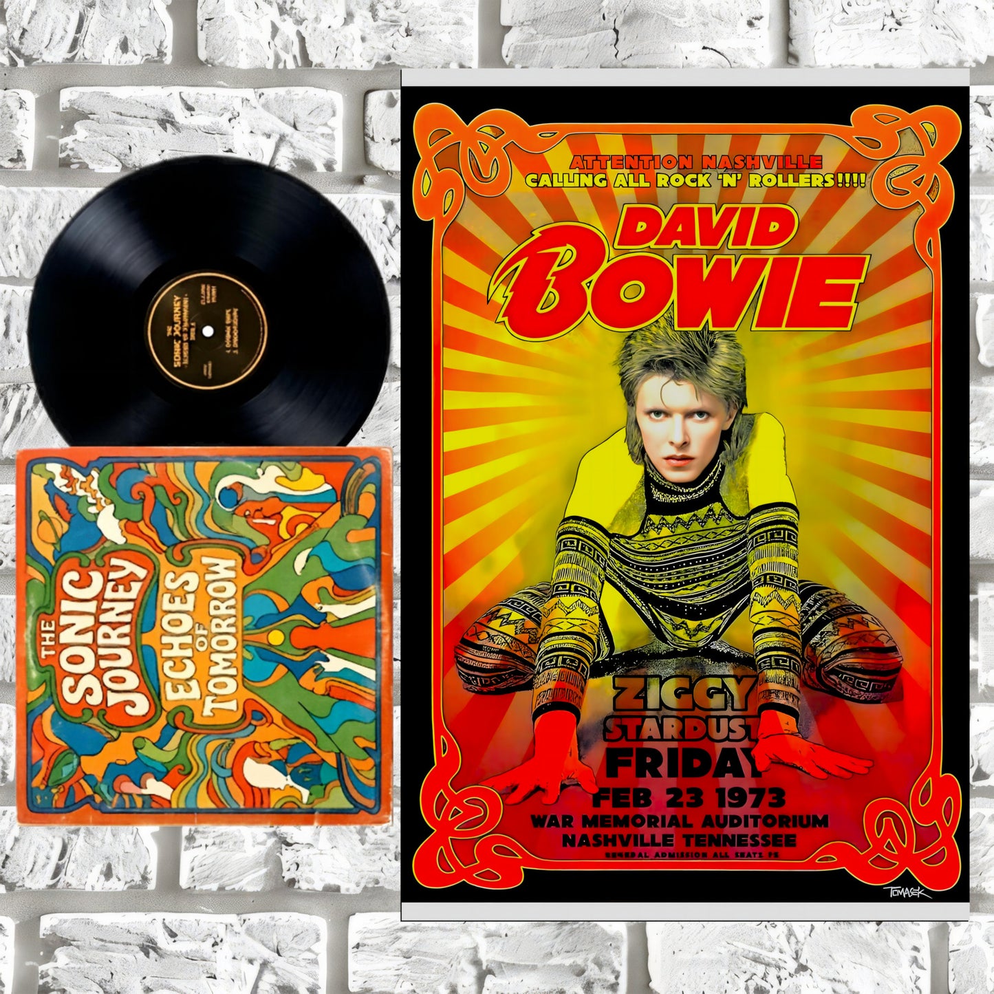 David Bowie Ziggy Stardust 1973 Nashville Concert Vintage Tour Poster