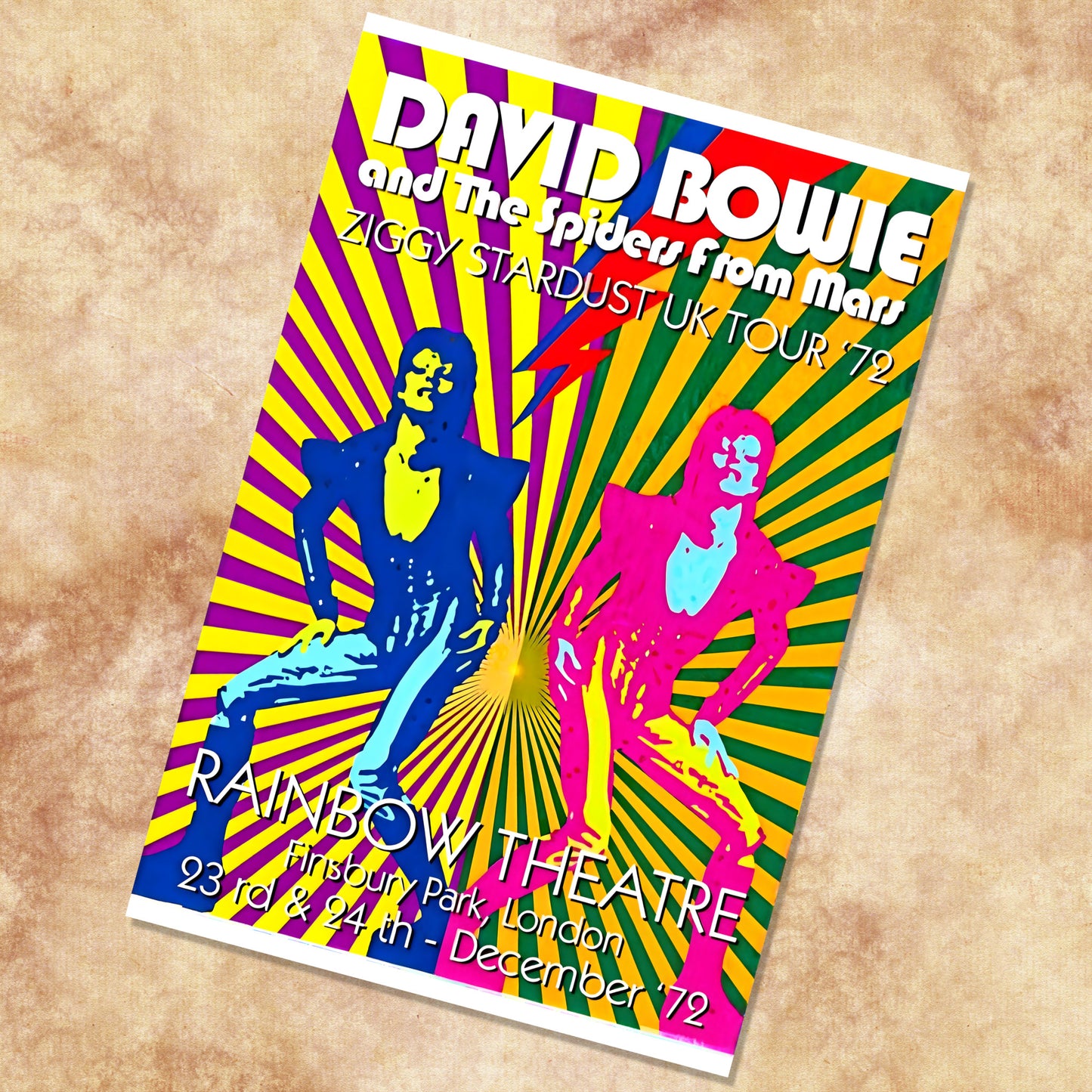 David Bowie Rainbow Theatre London 1972 Ziggy Stardust Vintage Concert Poster