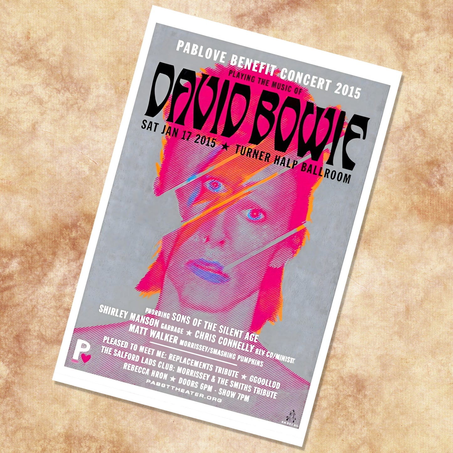 David Bowie Pablove Benefit 2015 Tribute Concert Vintage Music Poster