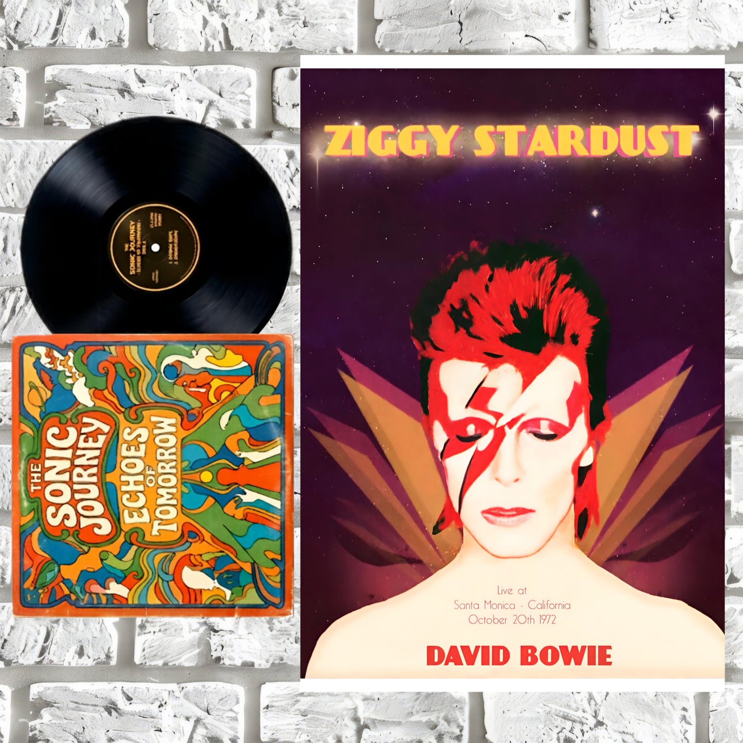 David Bowie Santa Monica 1972 Live Concert Vintage Space Poster