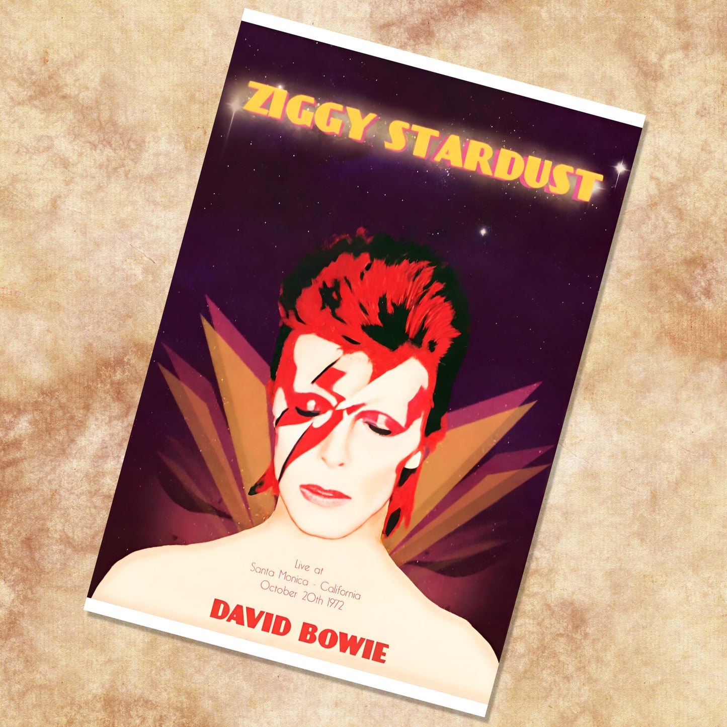 David Bowie Santa Monica 1972 Live Concert Vintage Space Poster