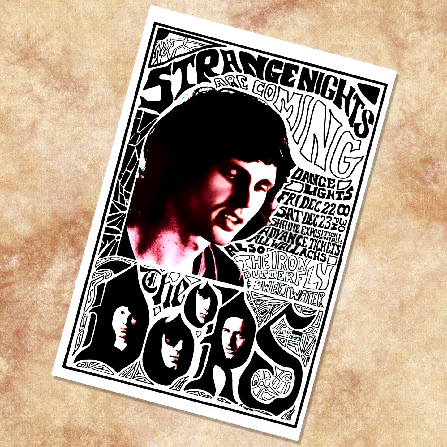 The Doors Shrine Exposition Hall 1967 Psychedelic Vintage Concert Poster