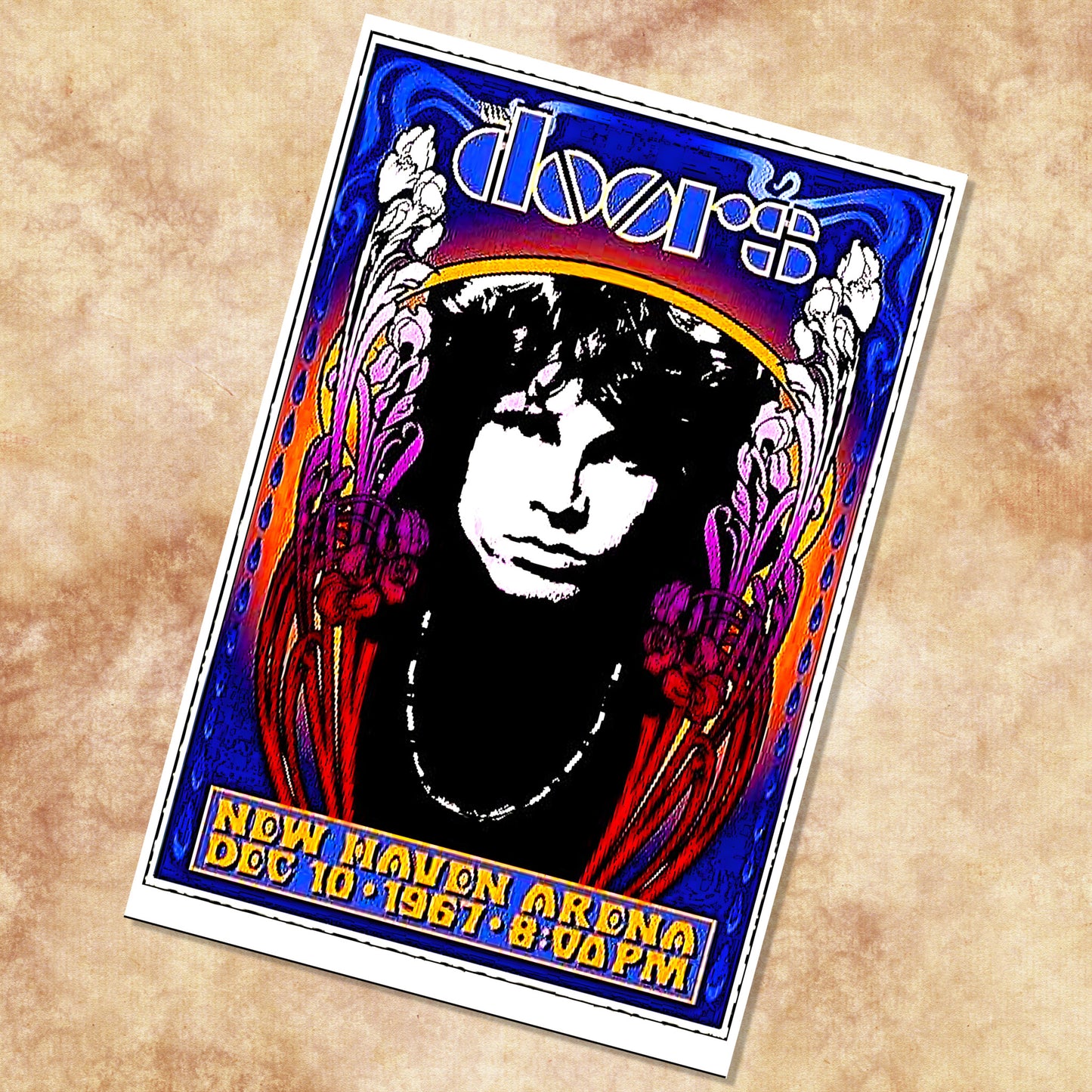 The Doors New Haven Arena 1967 Vintage Psychedelic Concert Poster