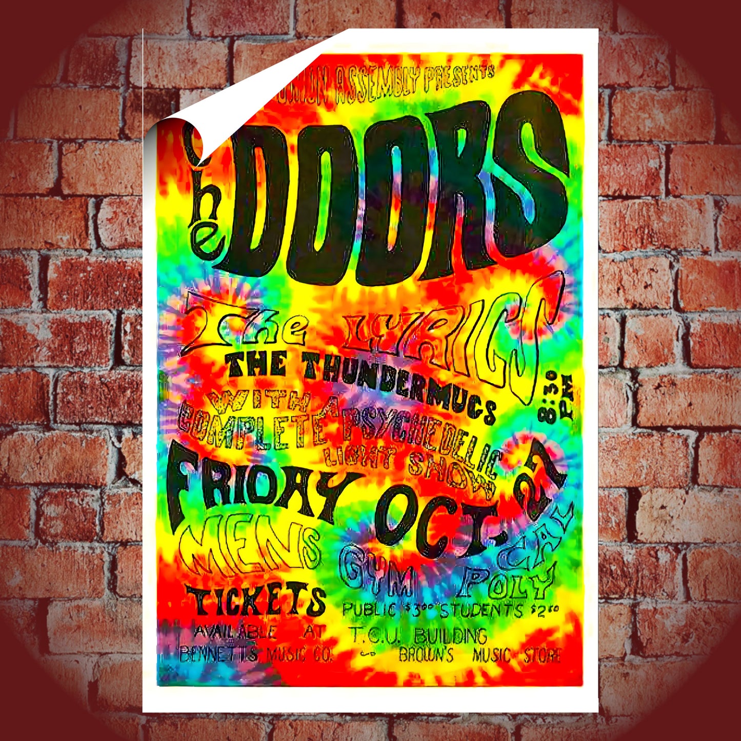 The Doors Cal Poly San Luis Obispo 1967 Tie-Dye Vintage Concert Poster