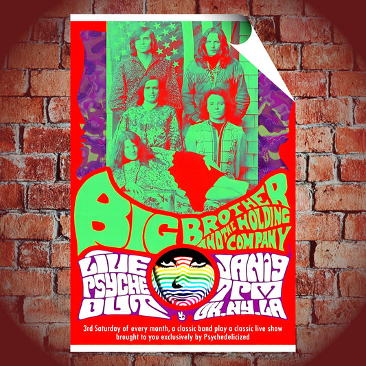 Big Brother and the Holding Company Janis Joplin Psychedelic Vintage Concert Poster