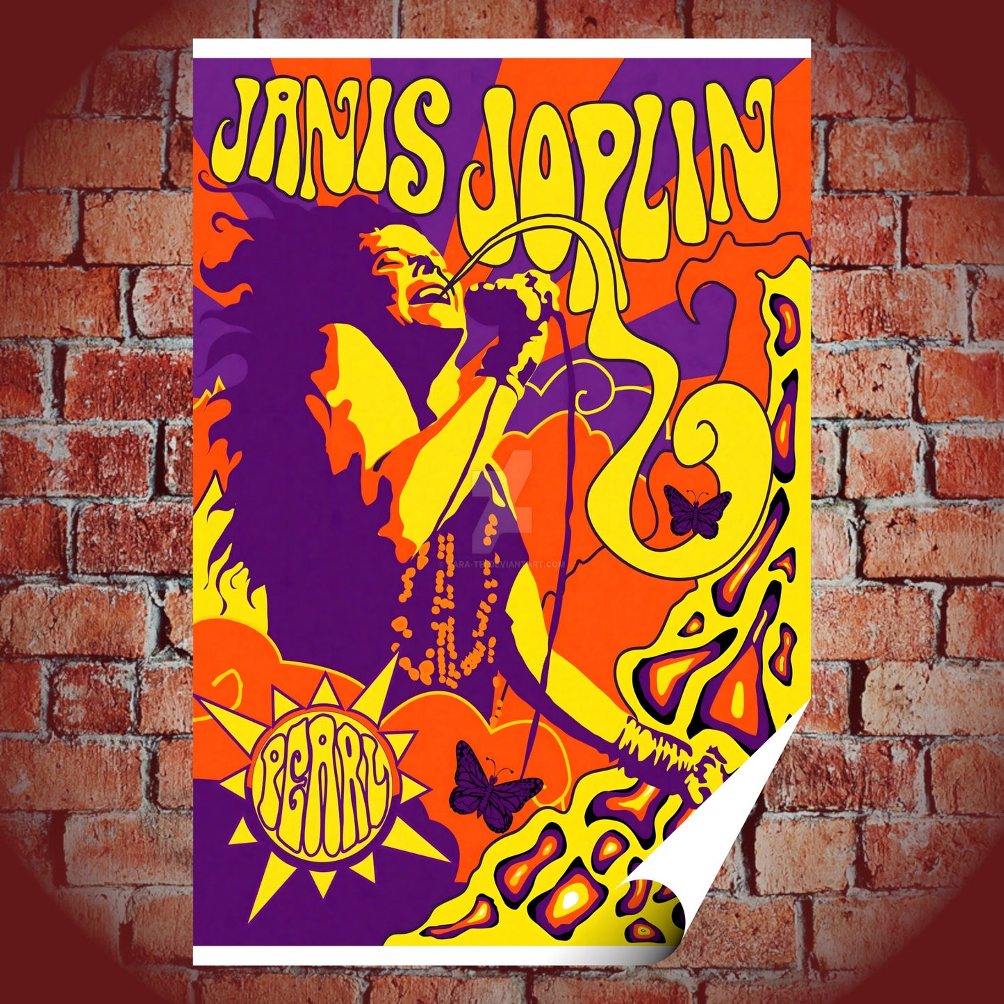 Janis Joplin Pearl Era Psychedelic Tribute Vintage Art Poster