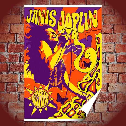 Janis Joplin Pearl Era Psychedelic Tribute Vintage Art Poster