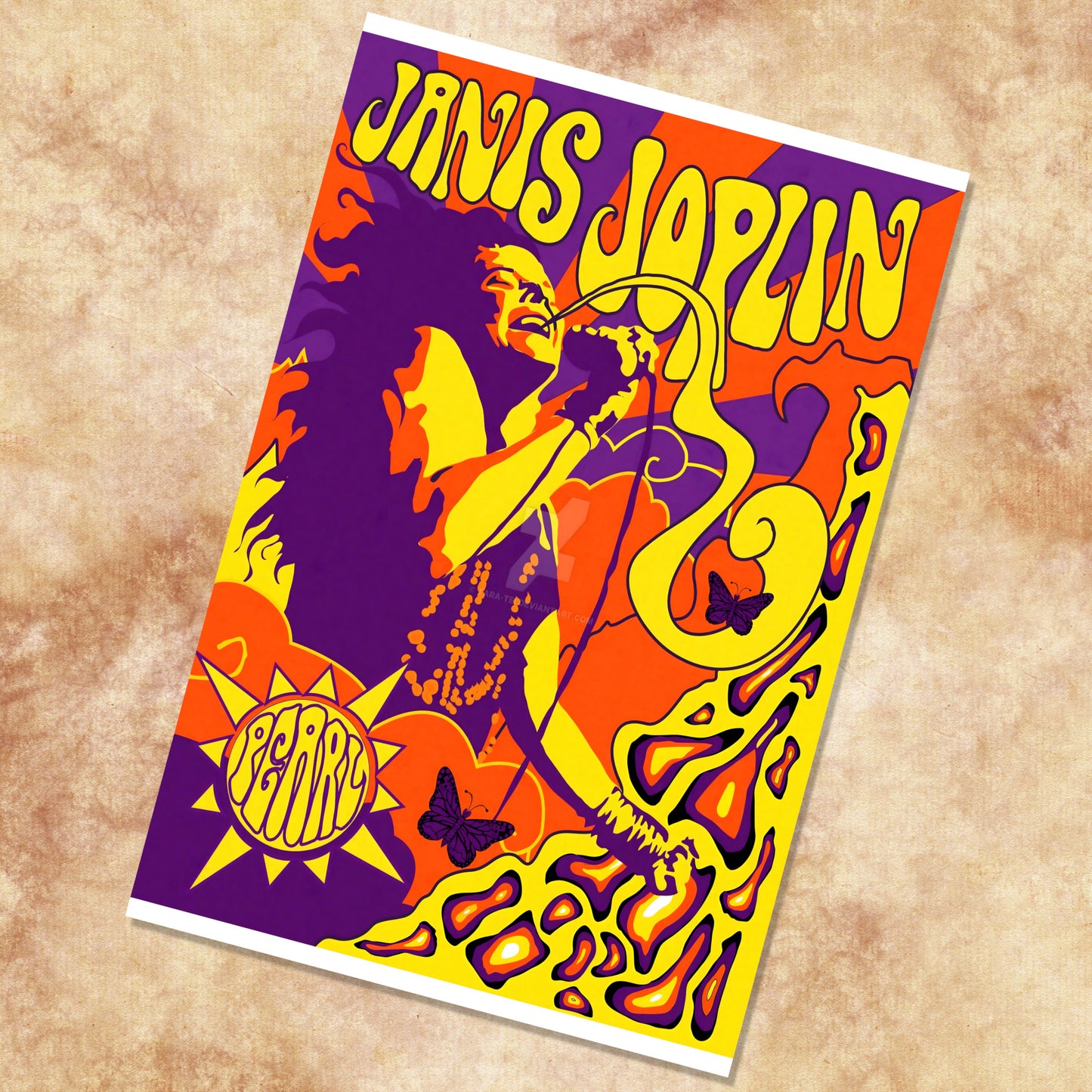 Janis Joplin Pearl Era Psychedelic Tribute Vintage Art Poster