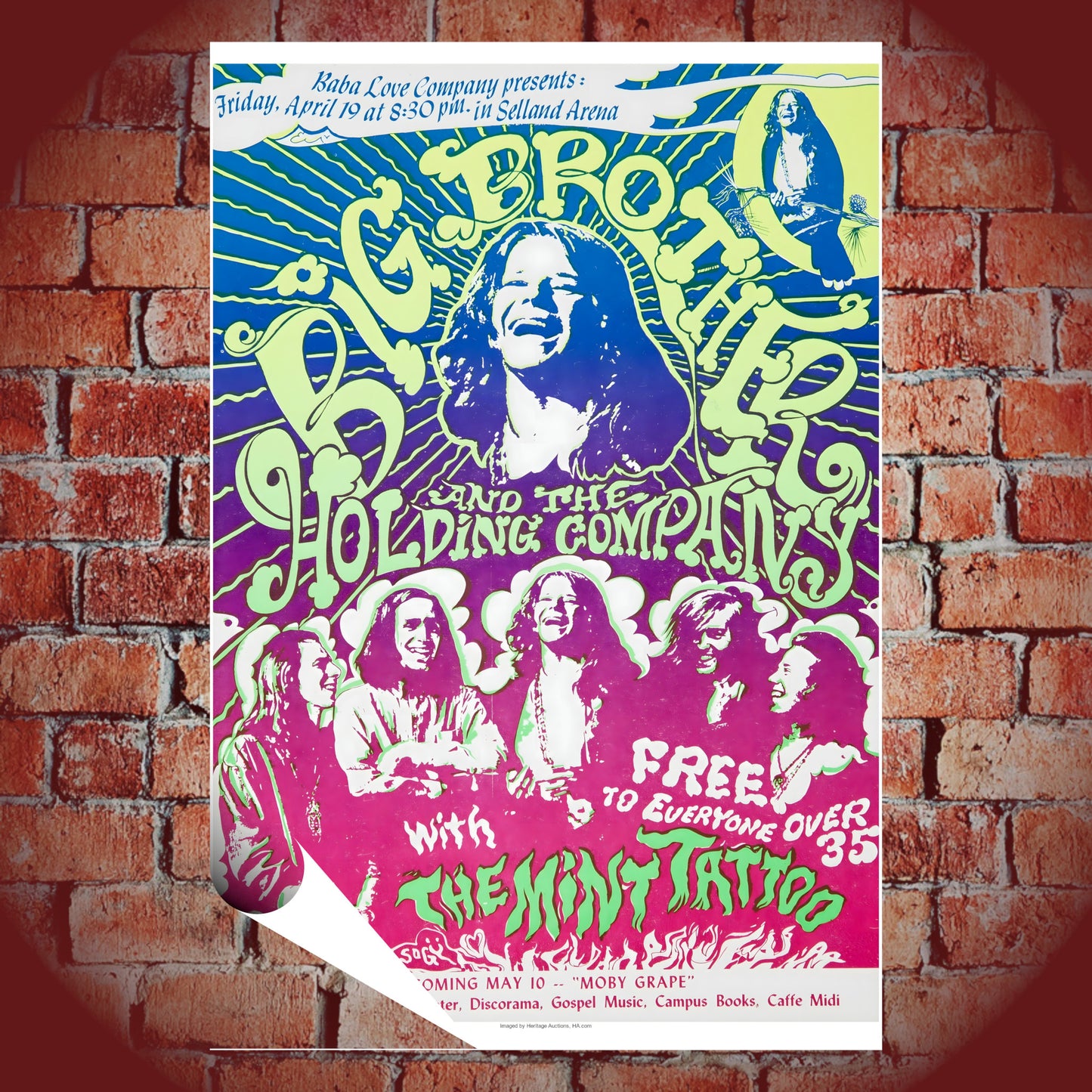 Big Brother Janis Joplin Fresno Selland Arena 1968 Vintage Concert Poster