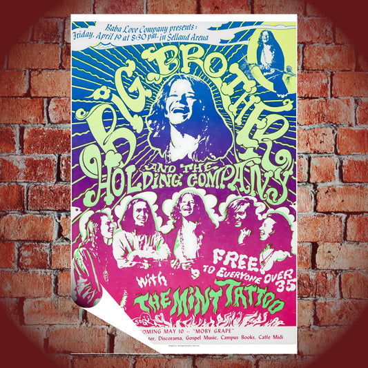 Big Brother Janis Joplin Fresno Selland Arena 1968 Vintage Concert Poster