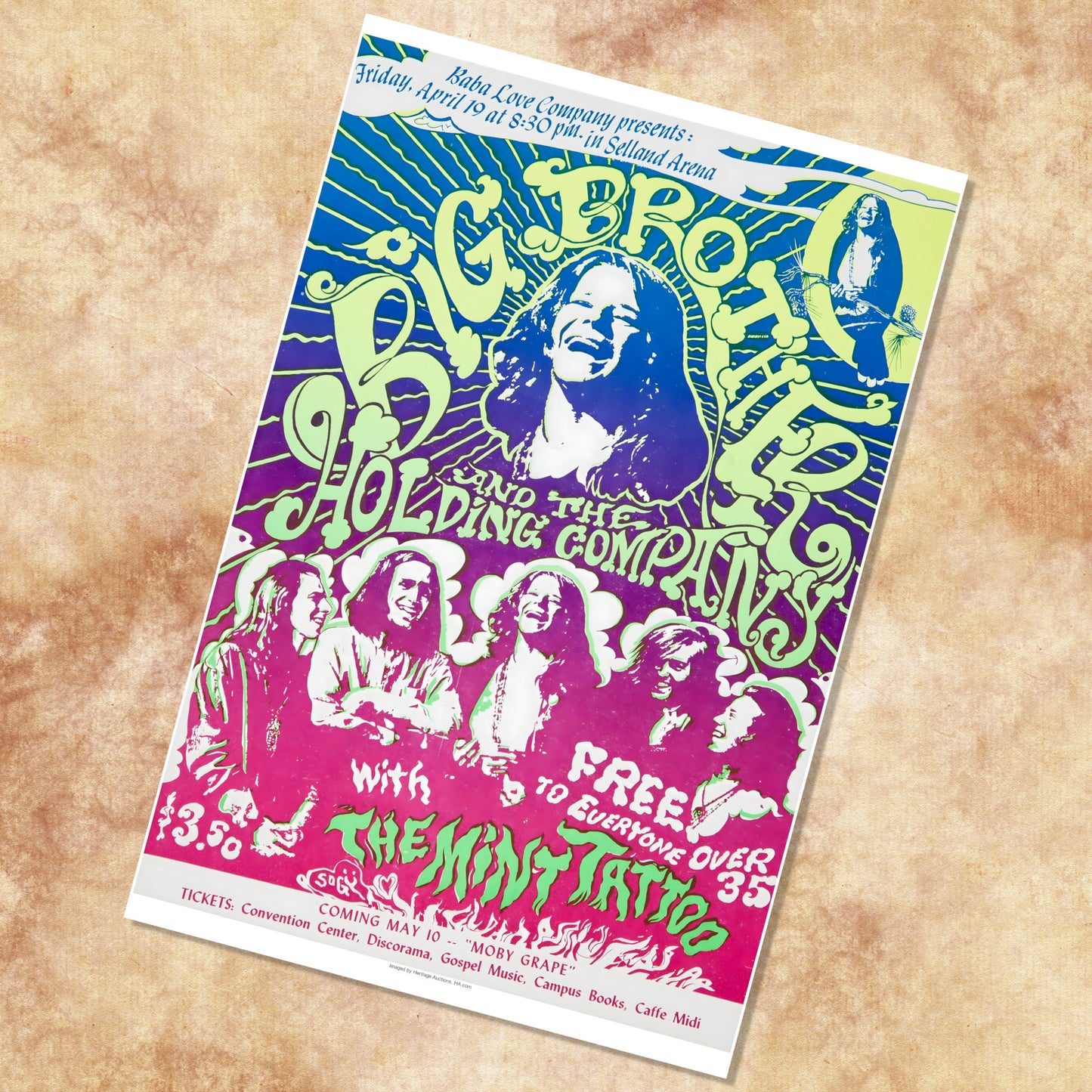 Big Brother Janis Joplin Fresno Selland Arena 1968 Vintage Concert Poster