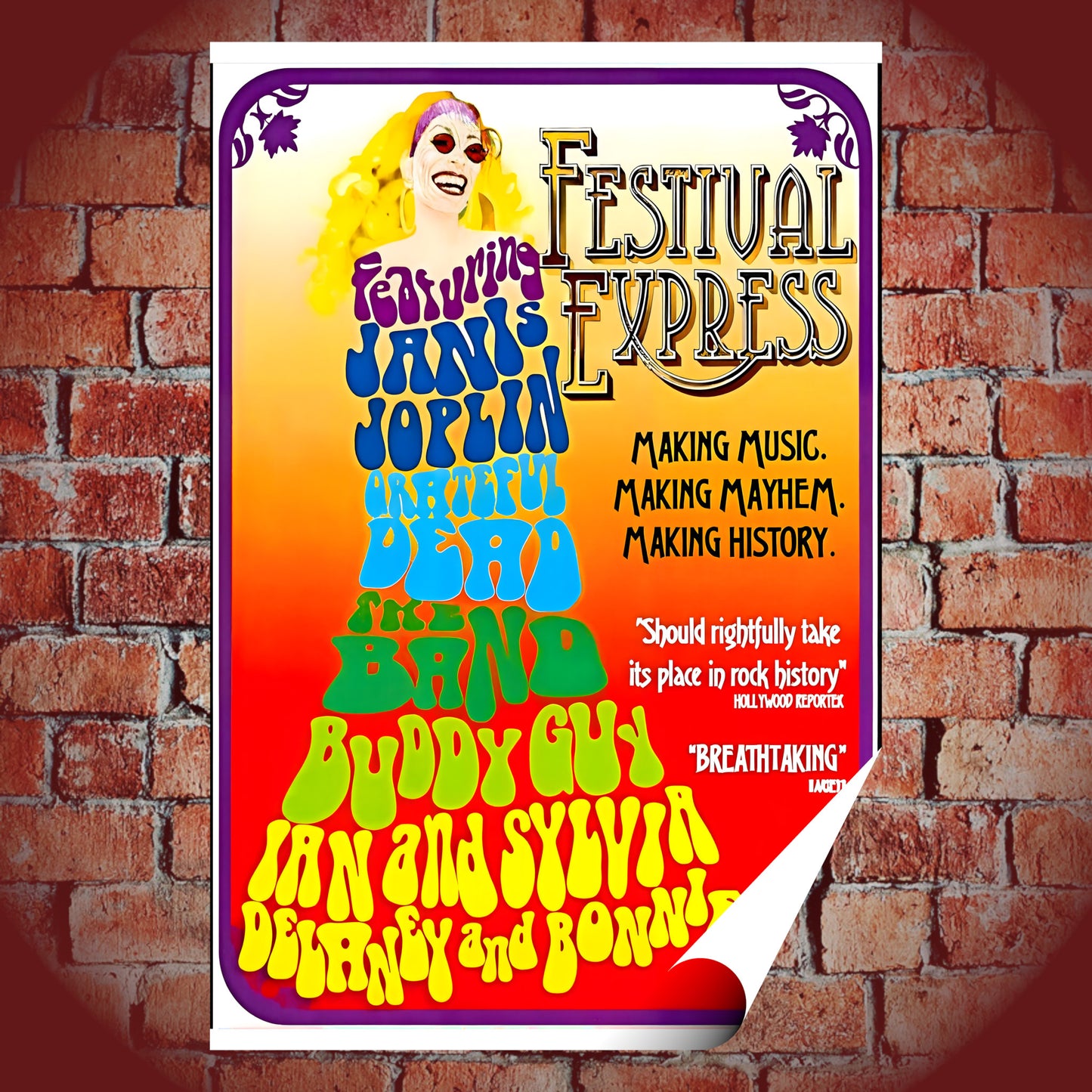 Festival Express 1970 Janis Joplin Grateful Dead The Band Vintage Concert Poster