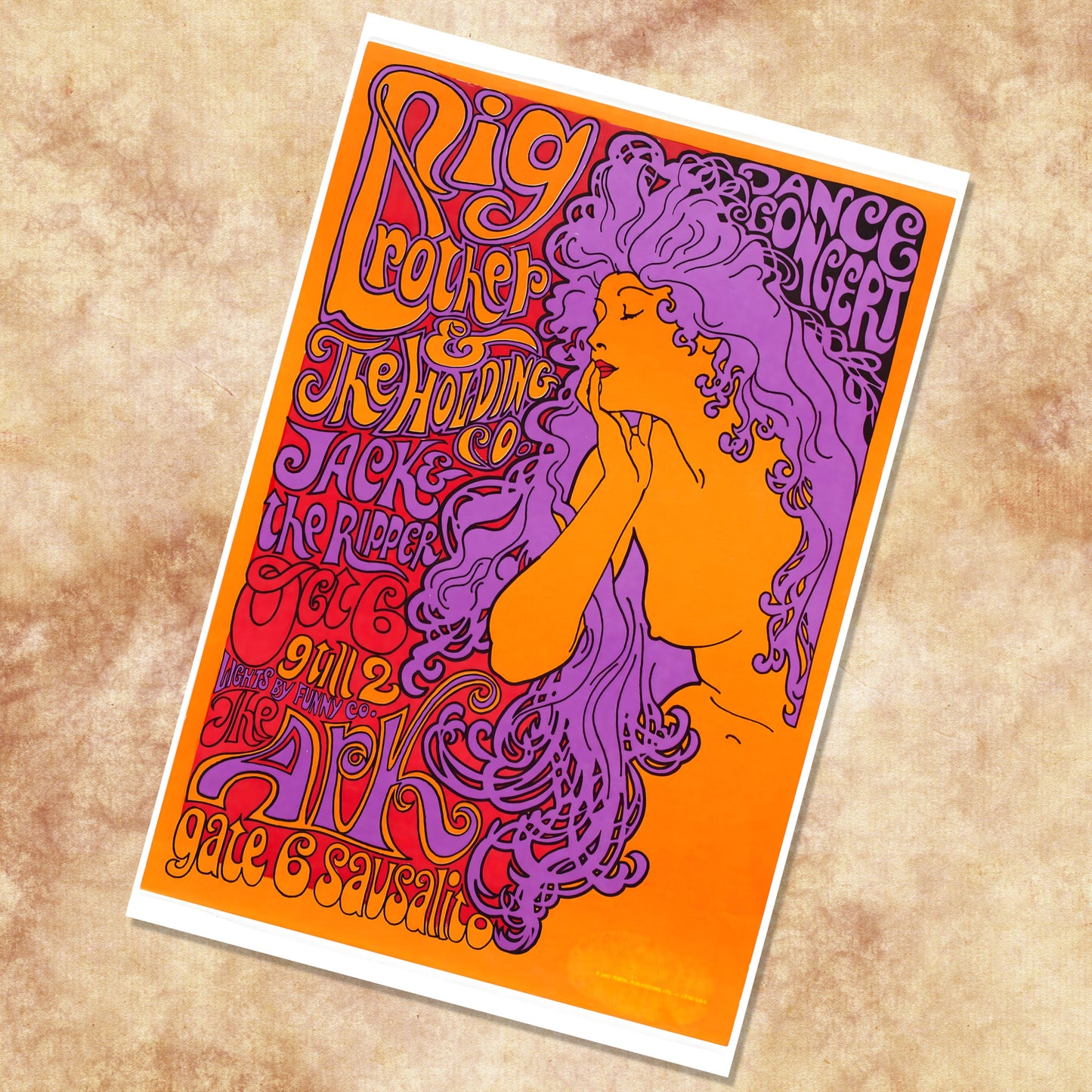 Big Brother and the Holding Company The Ark Sausalito 1967 Vintage Concert Poster